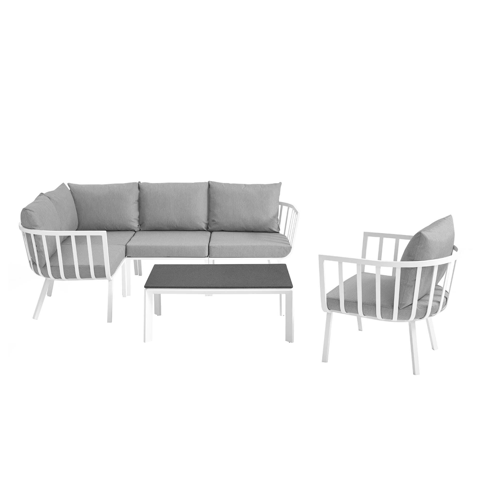 Modway Riverside 6-Piece Outdoor Soild Sectional Set, Gray, large