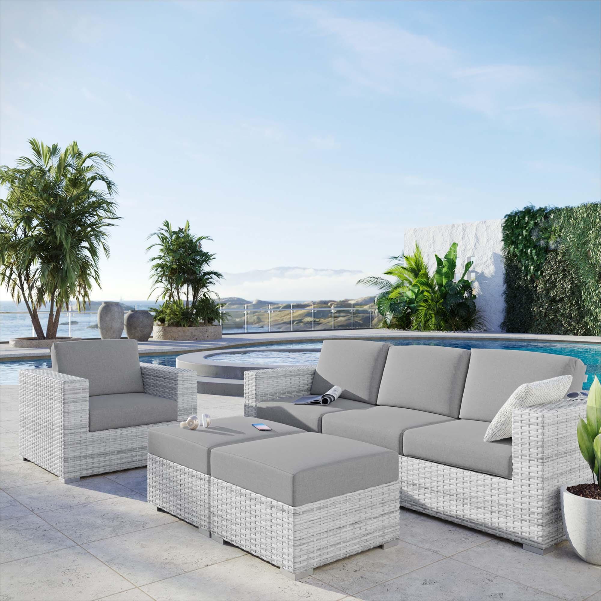 Modway Convene Outdoor Conversation Set, Light Gray, rollover