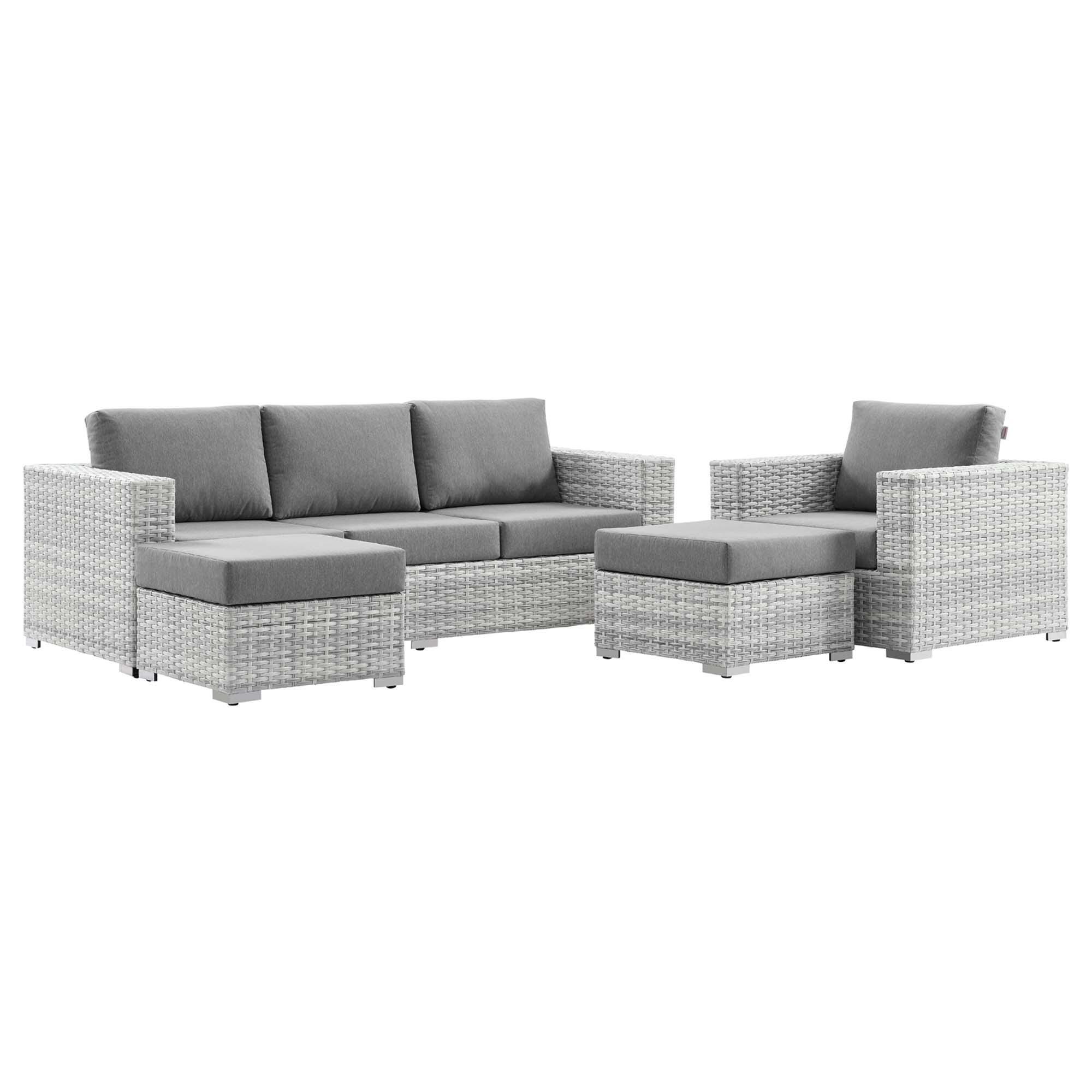 Modway Convene Outdoor Conversation Set, Light Gray, large