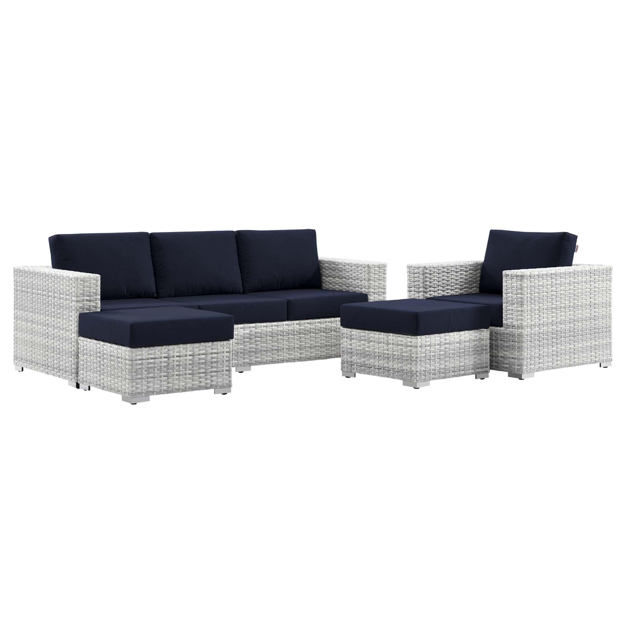 Modway Convene Outdoor Conversation Set, Light Gray/Navy, large