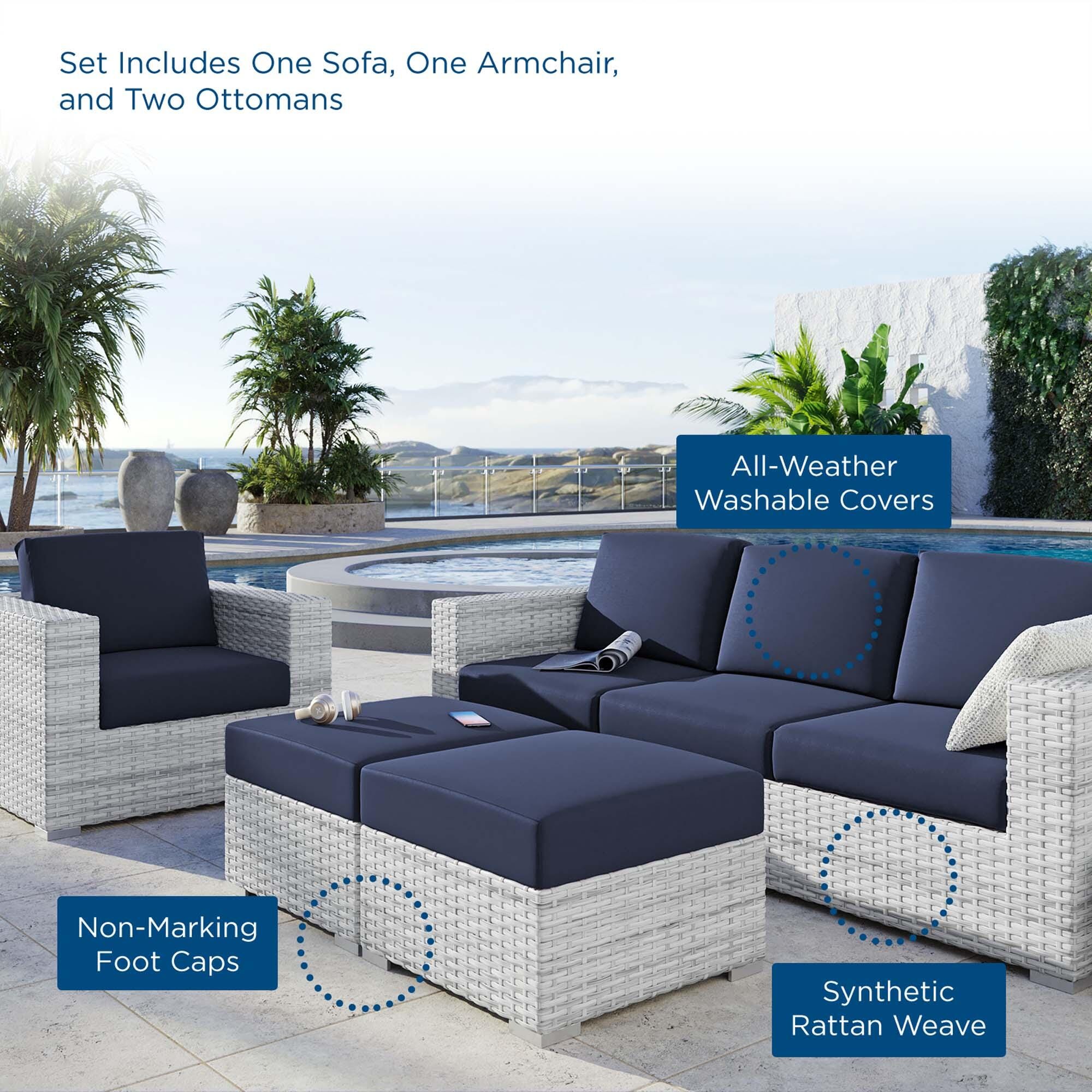 Modway Convene Outdoor Conversation Set, Light Gray/Navy, large