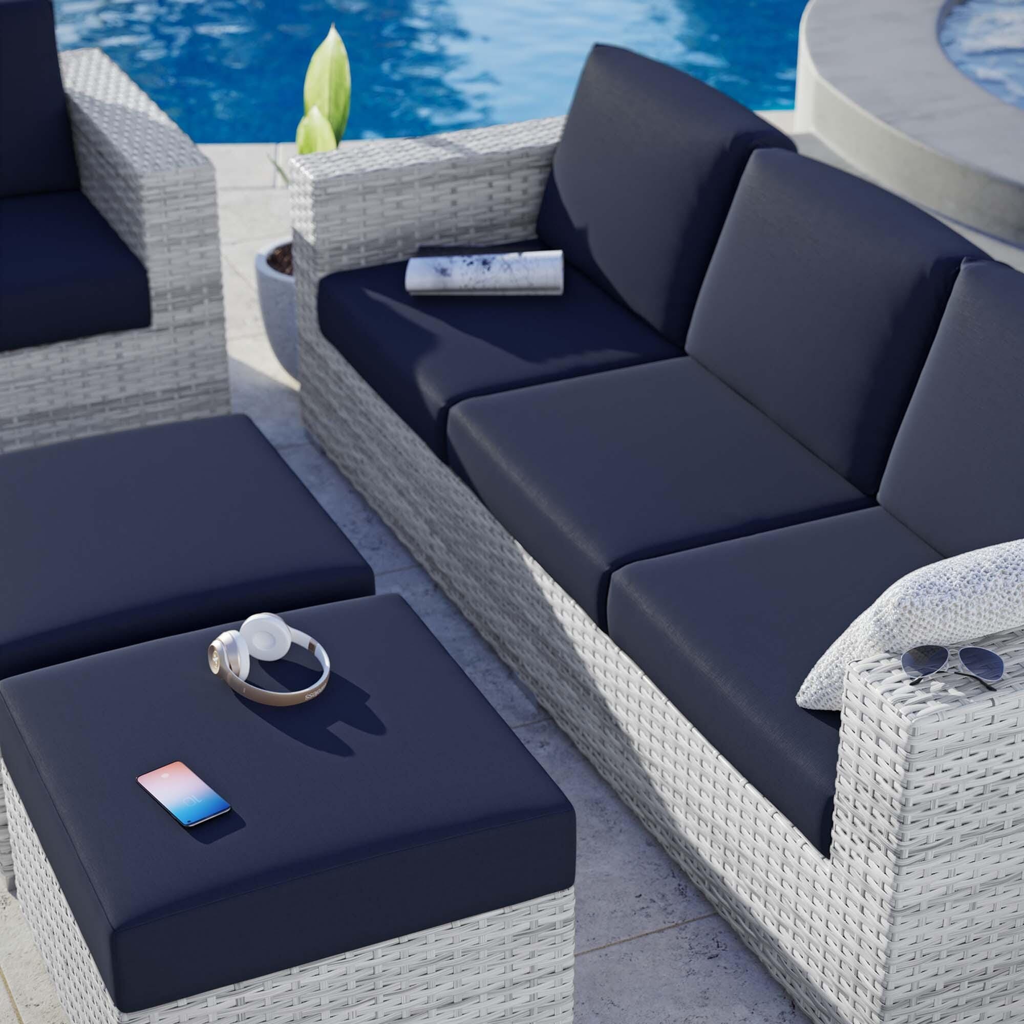 Modway Convene Outdoor Conversation Set, Light Gray/Navy, large