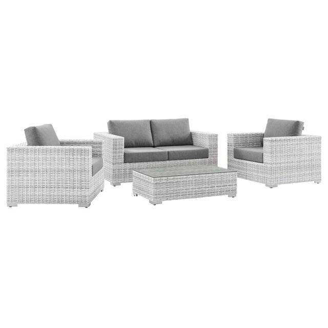 Modway Convene Outdoor Loveseat and 2 Armchairs with Coffee Table