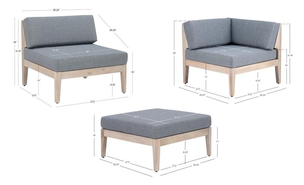 Linon Parker 4-Piece Outdoor Sectional Set, Natural, large