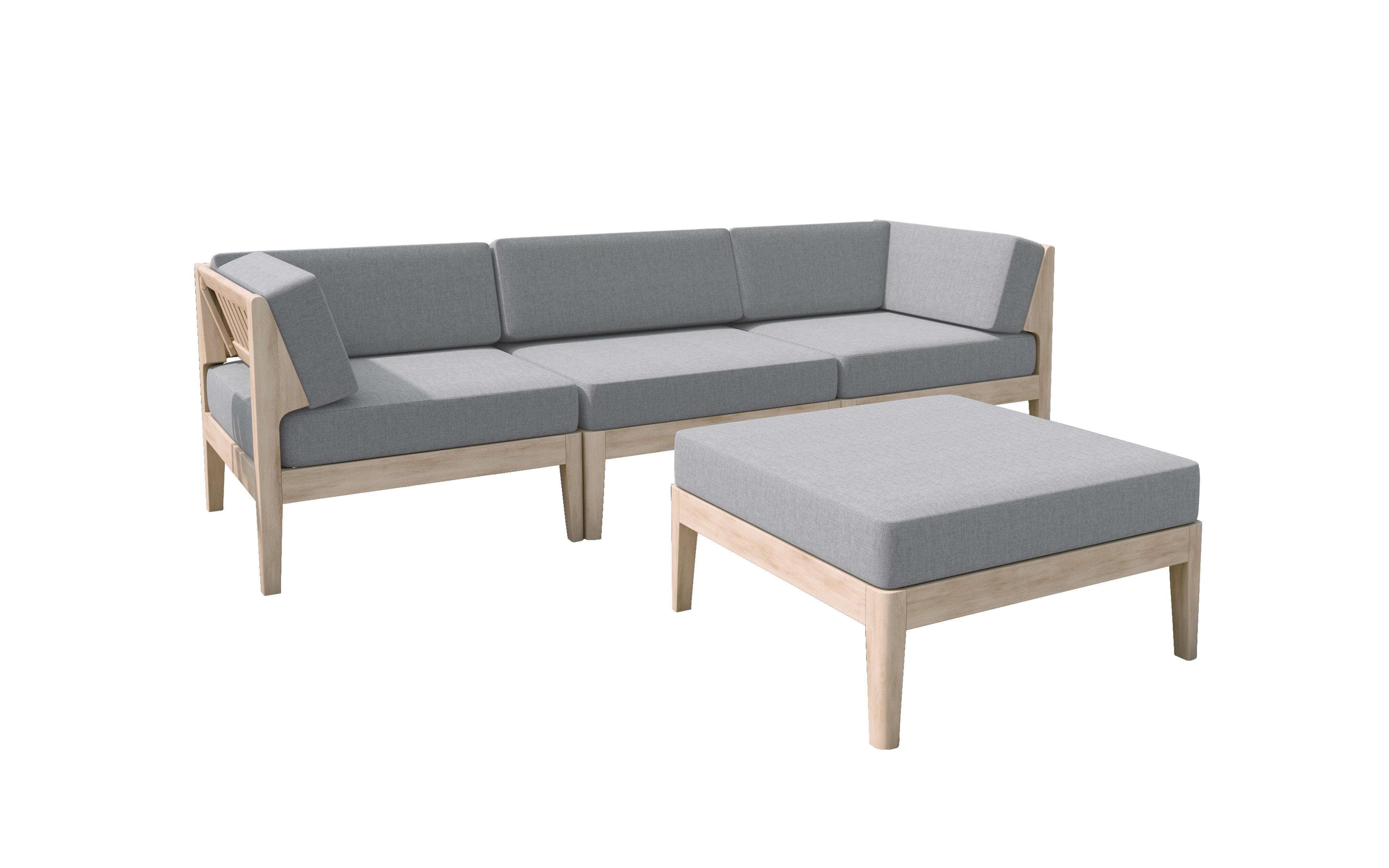 Linon Parker 4-Piece Outdoor Sectional Set, Natural, large