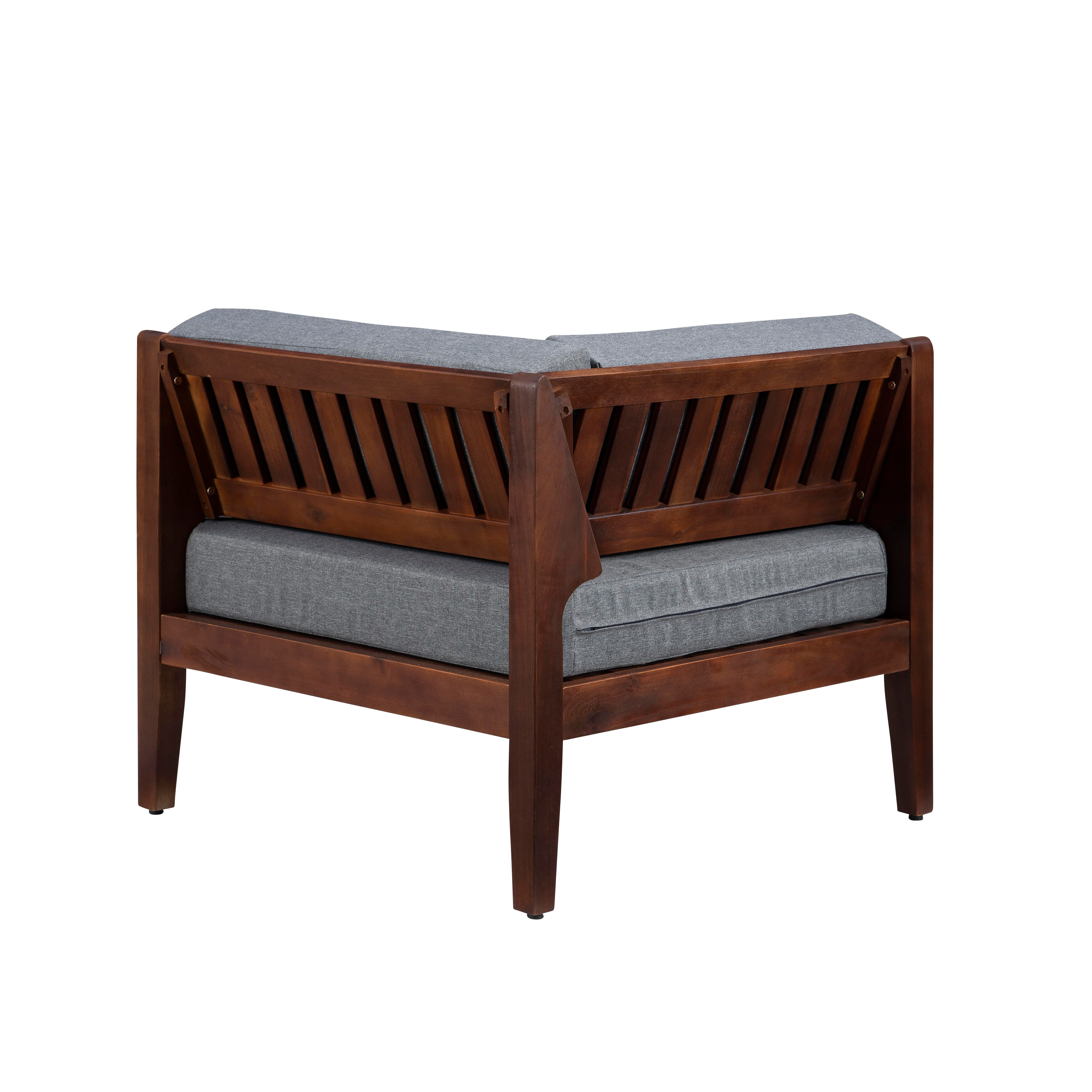 Linon Parker 4-Piece Outdoor Sectional Set, Walnut, large
