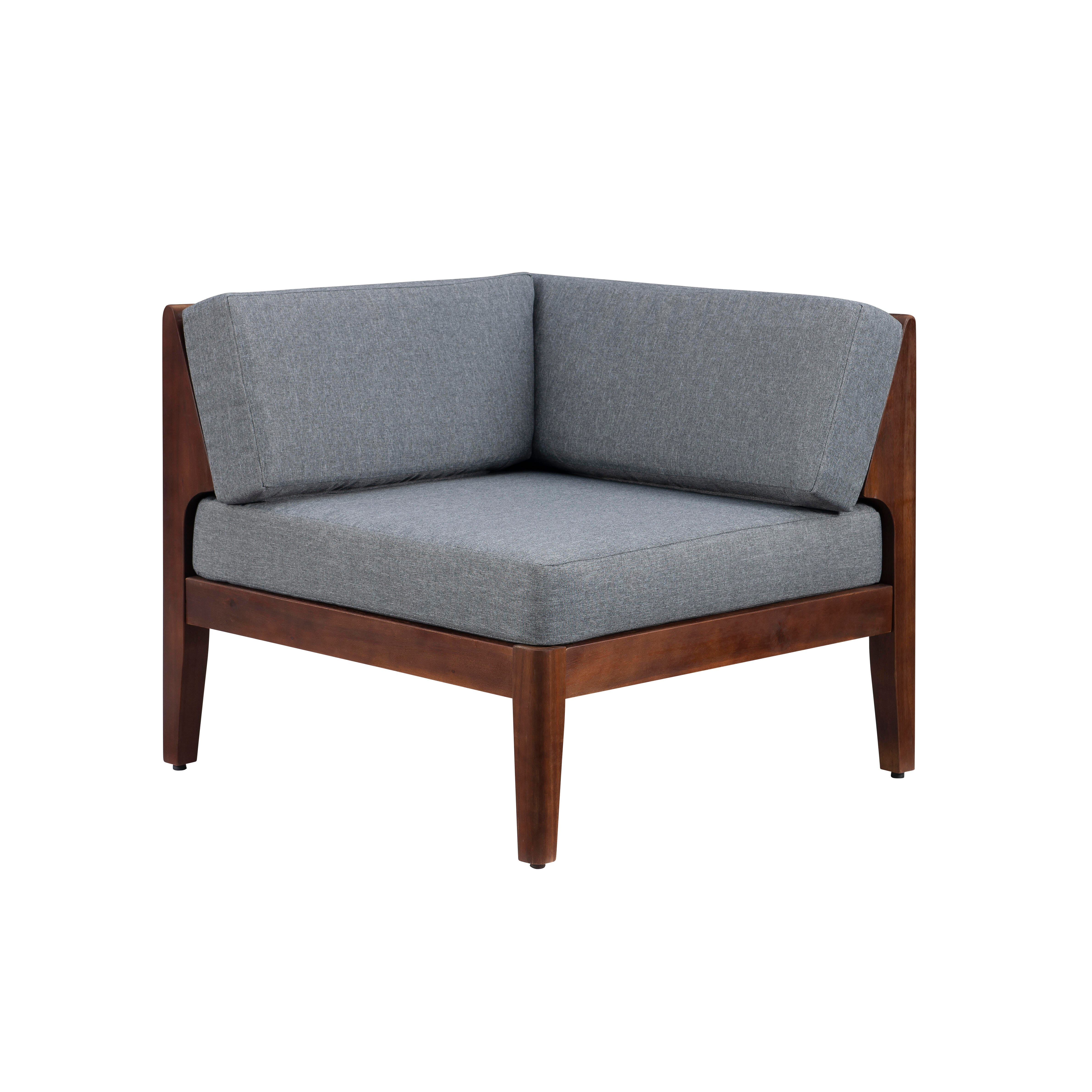 Linon Parker 4-Piece Outdoor Sectional Set, Walnut, large