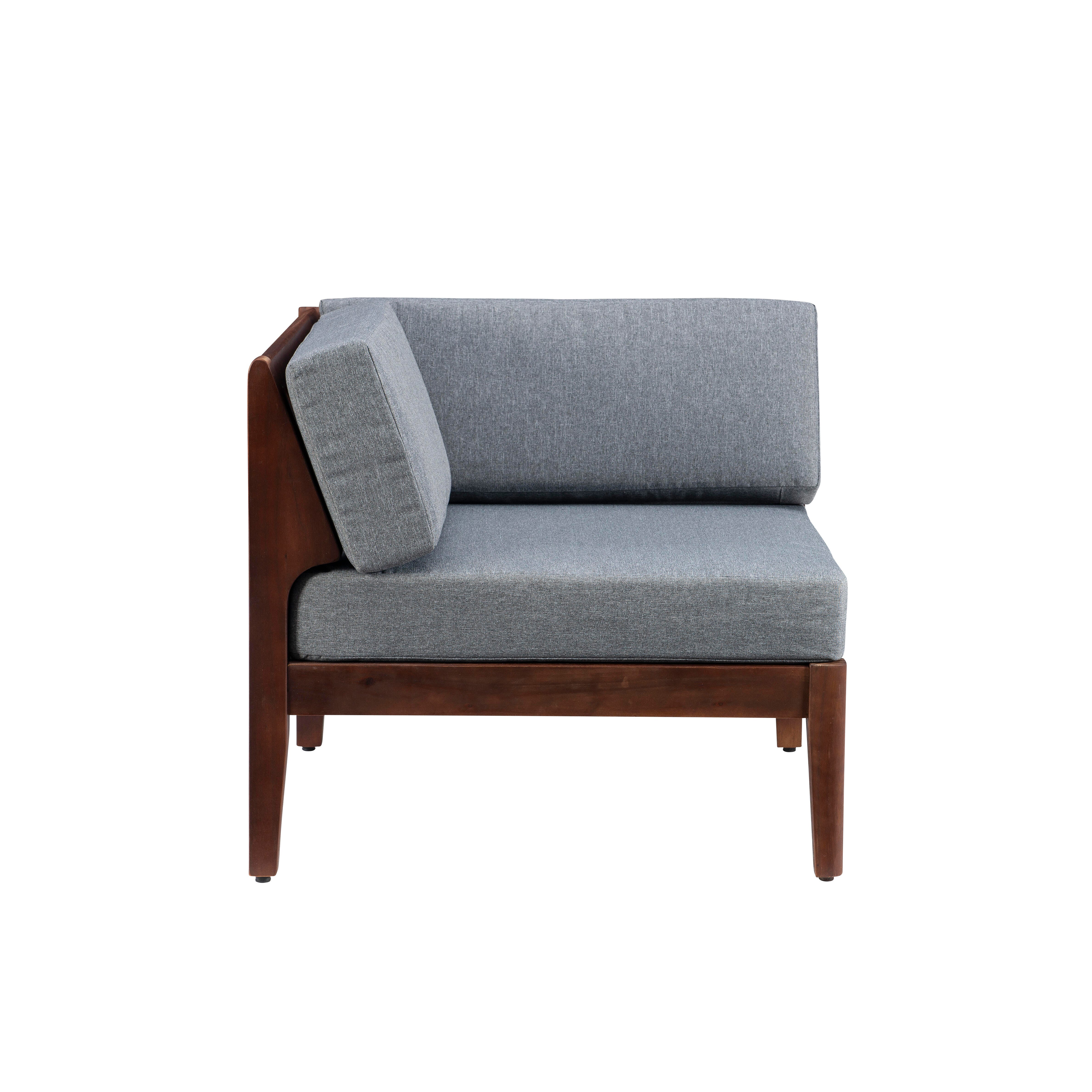 Linon Parker 4-Piece Outdoor Sectional Set, Walnut, large