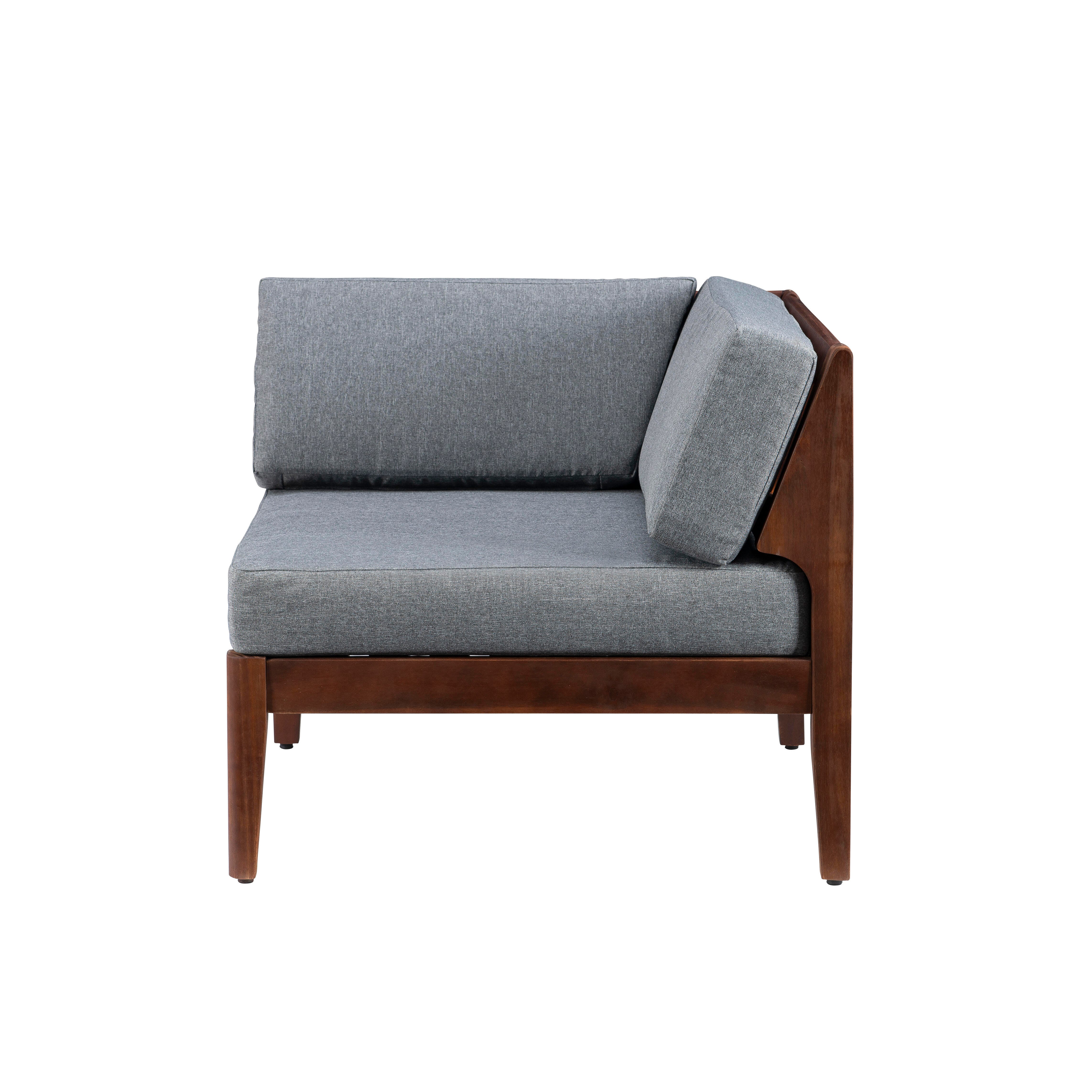 Linon Parker 4-Piece Outdoor Sectional Set, Walnut, large