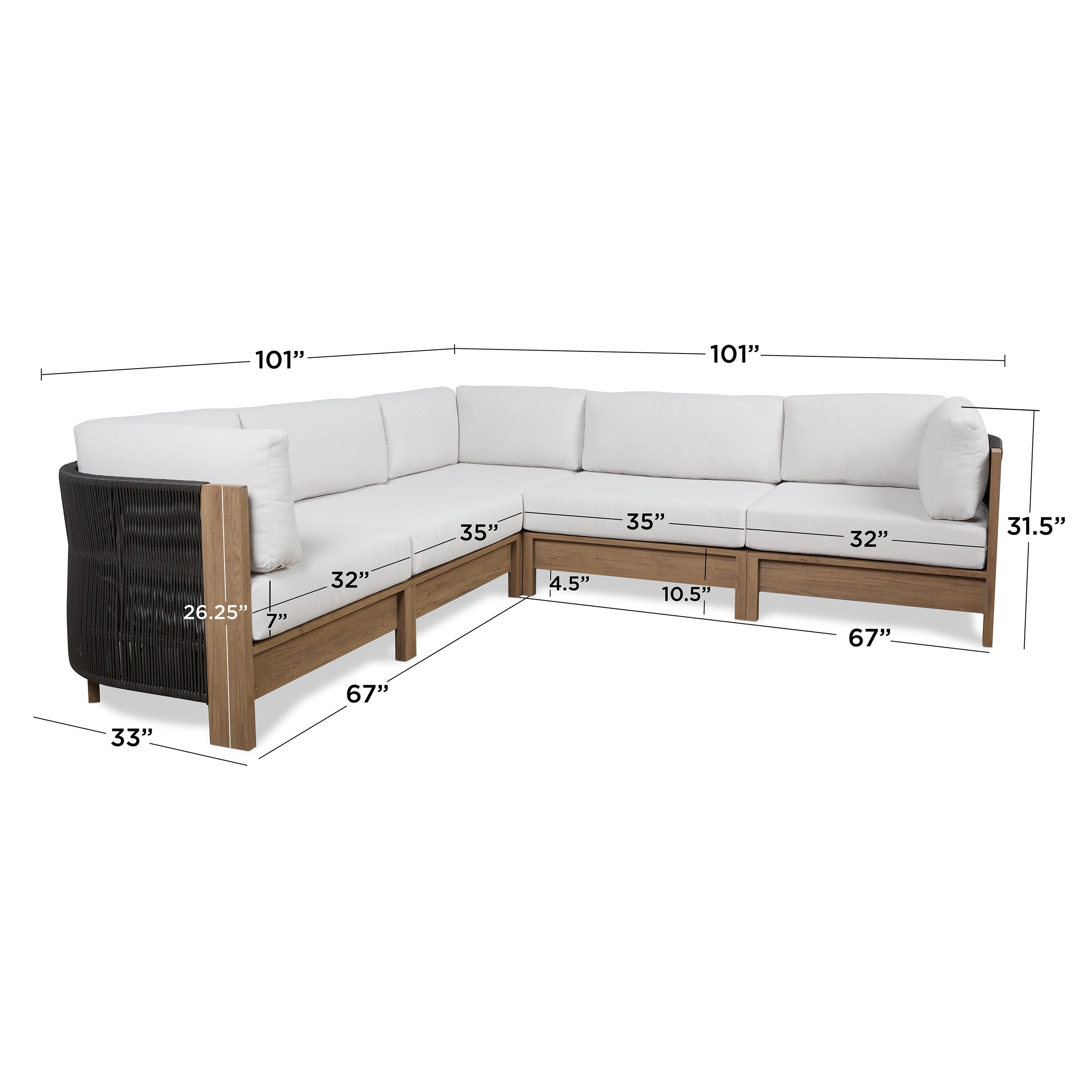 Real Flame Stratton 5-Piece Outdoor Sectional, , large