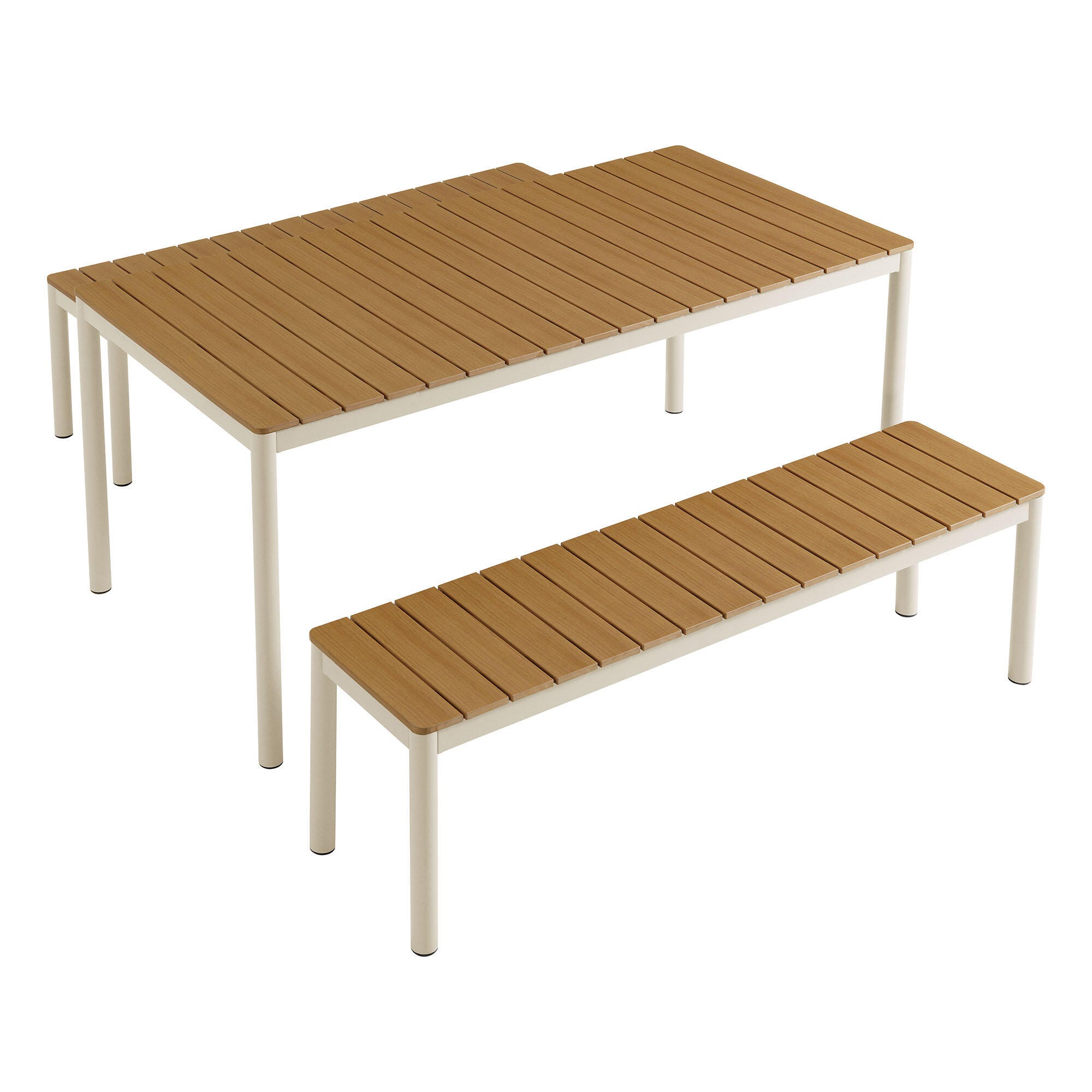 Modway Finn Outdoor Dining Table and 2 Benches, , large