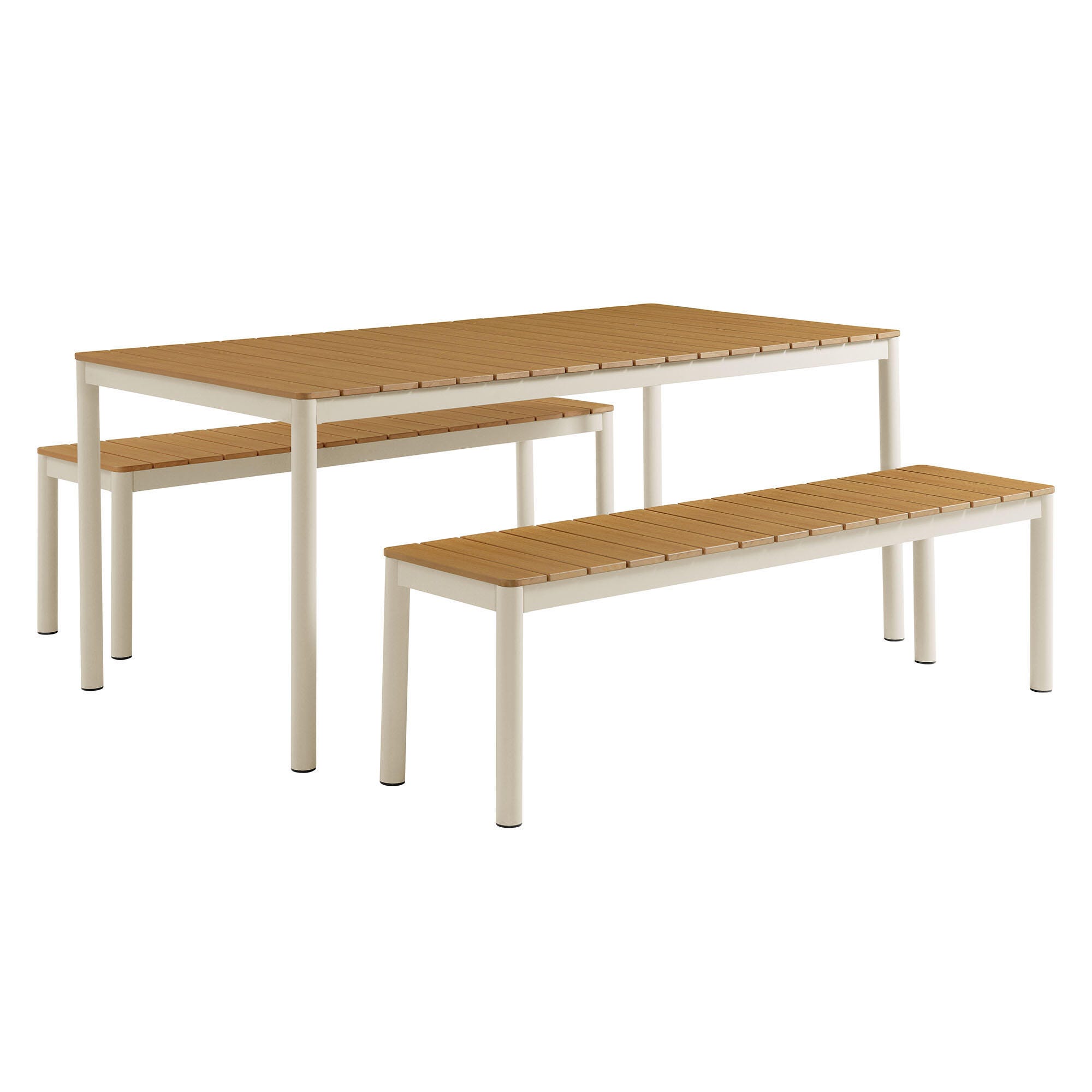 Modway Finn Outdoor Dining Table and 2 Benches, , large