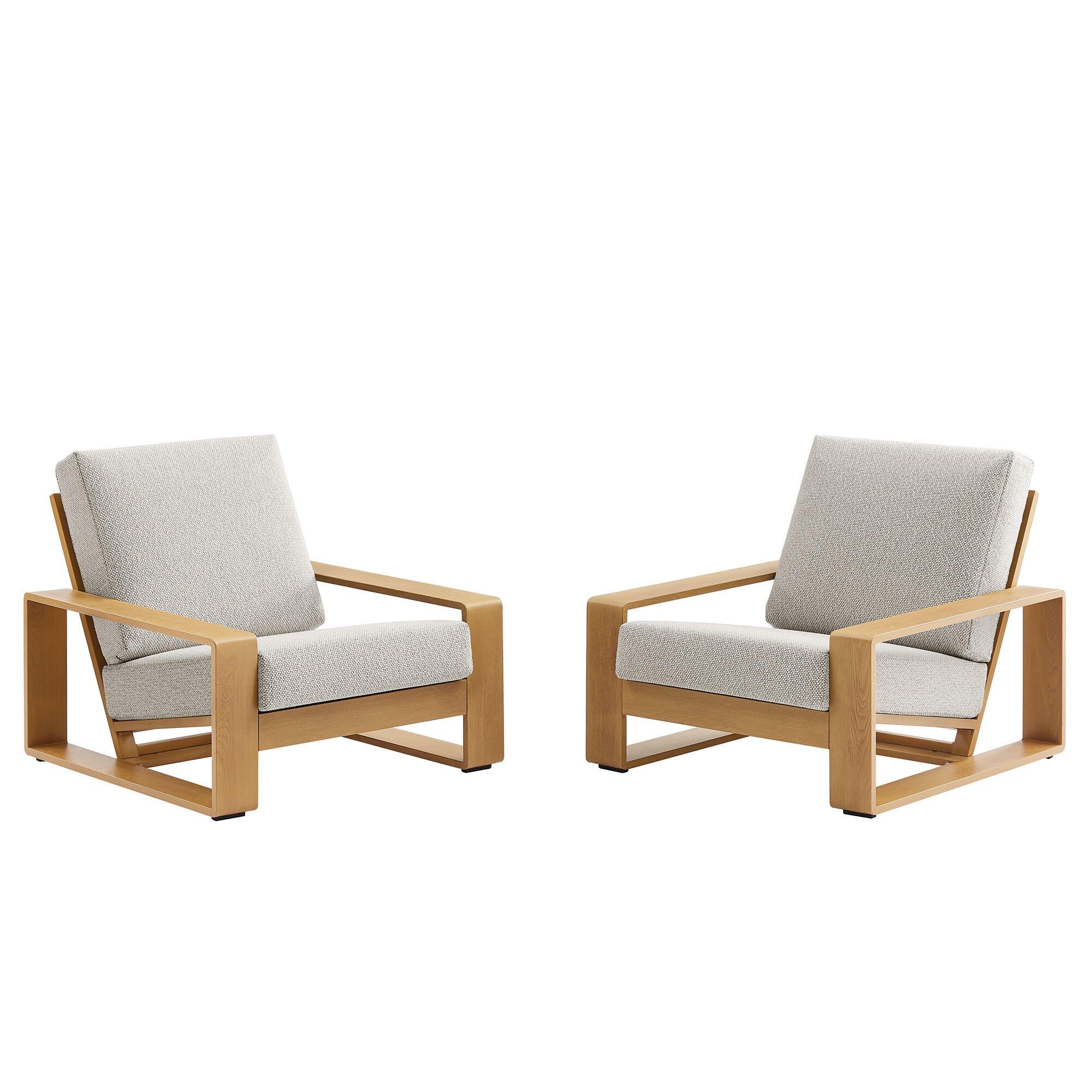 Modway Lirienne Outdoor Lounge Chair (Set of 2), Ivory/Natural, large
