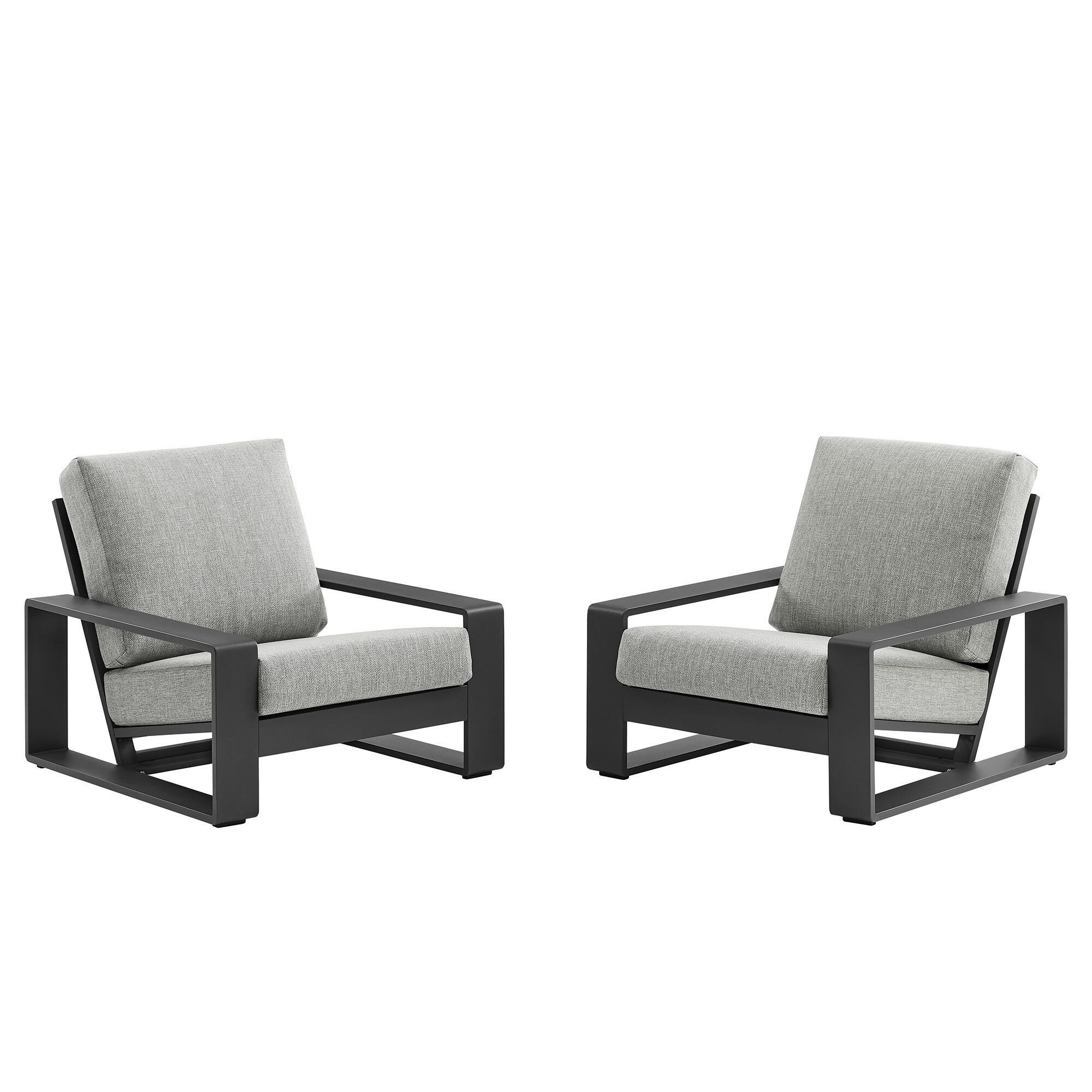 Modway Lirienne Outdoor Lounge Chair (Set of 2), Light Gray, large