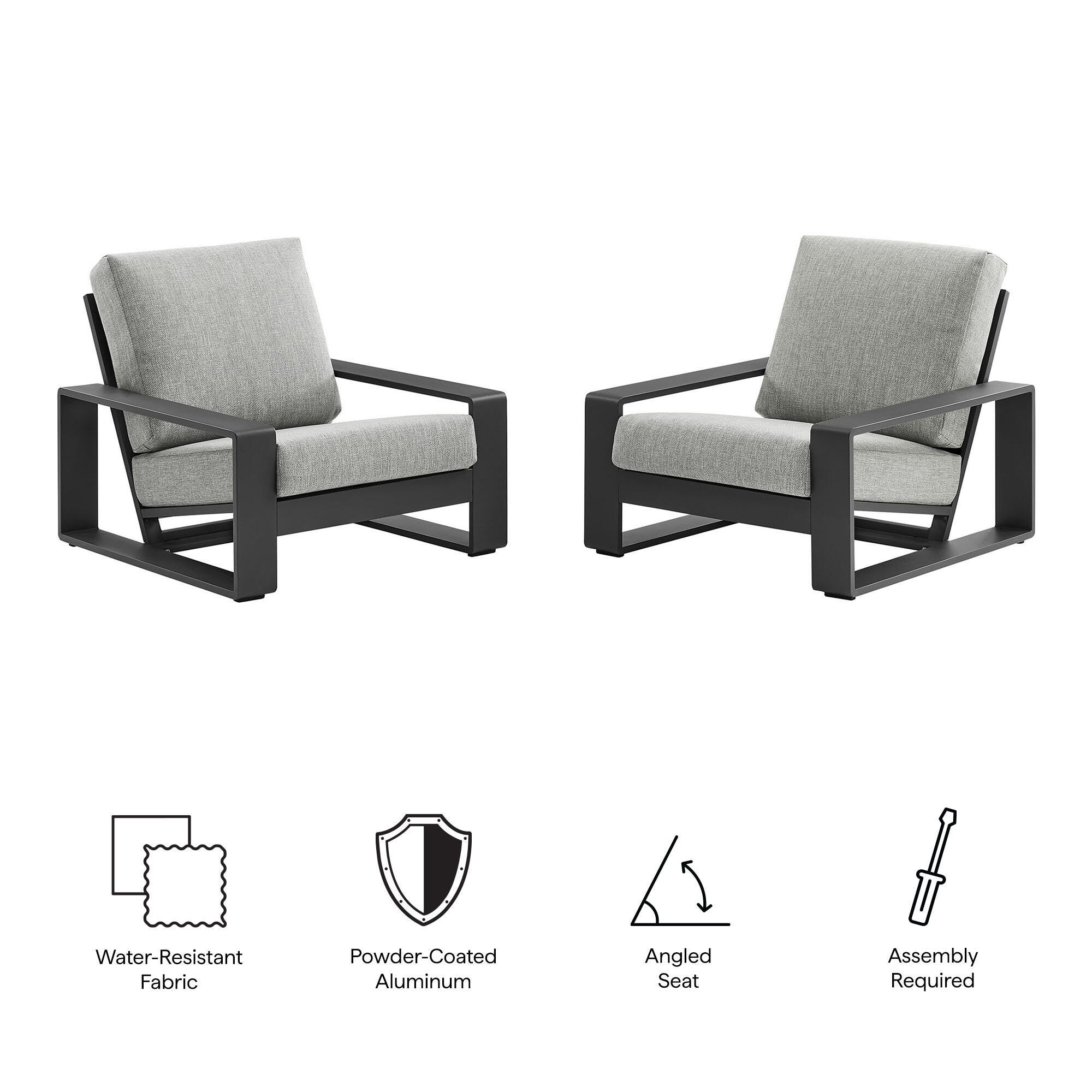 Modway Lirienne Outdoor Lounge Chair (Set of 2), Light Gray, large