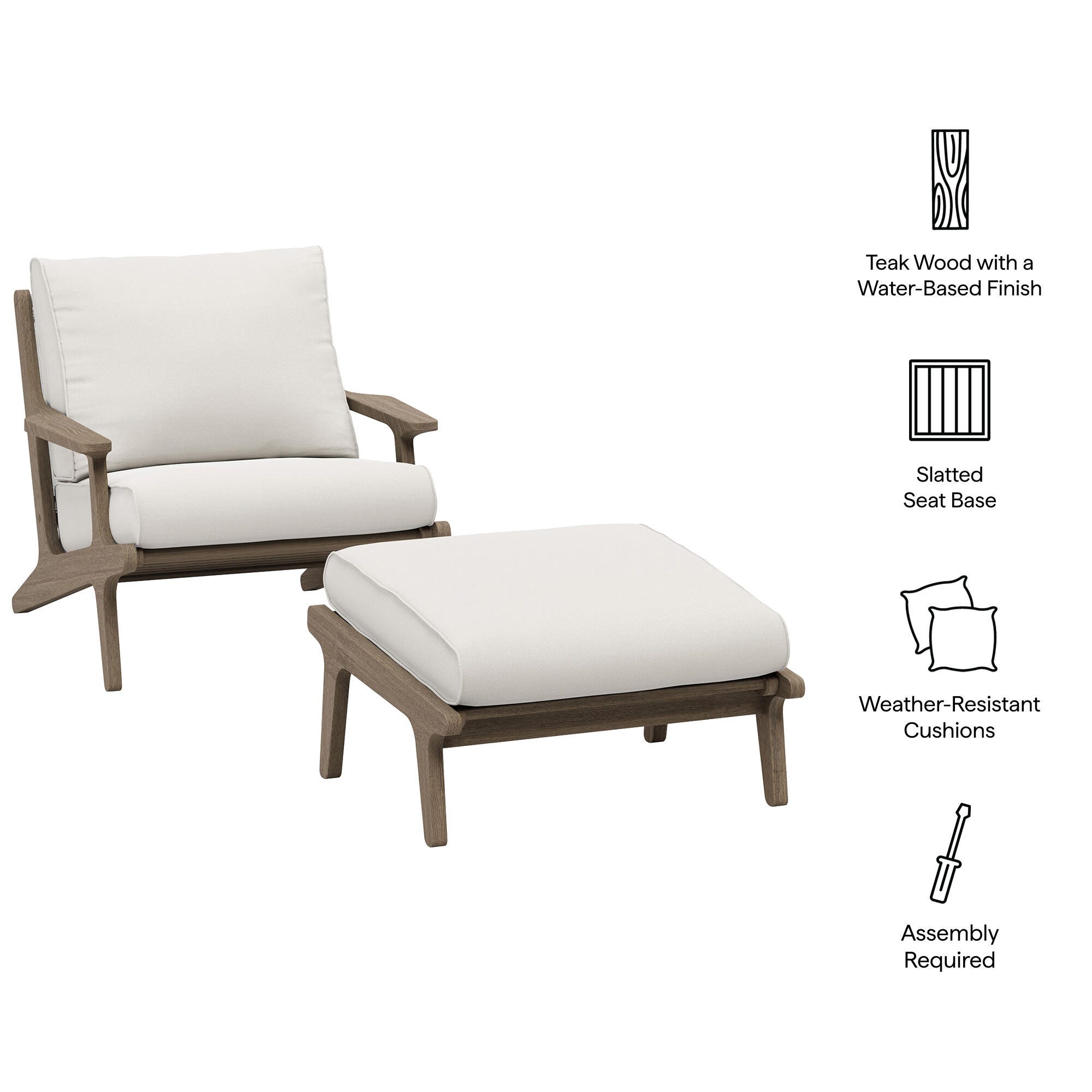 Modway Saratoga Outdoor Lounge Chair and Ottoman, , large