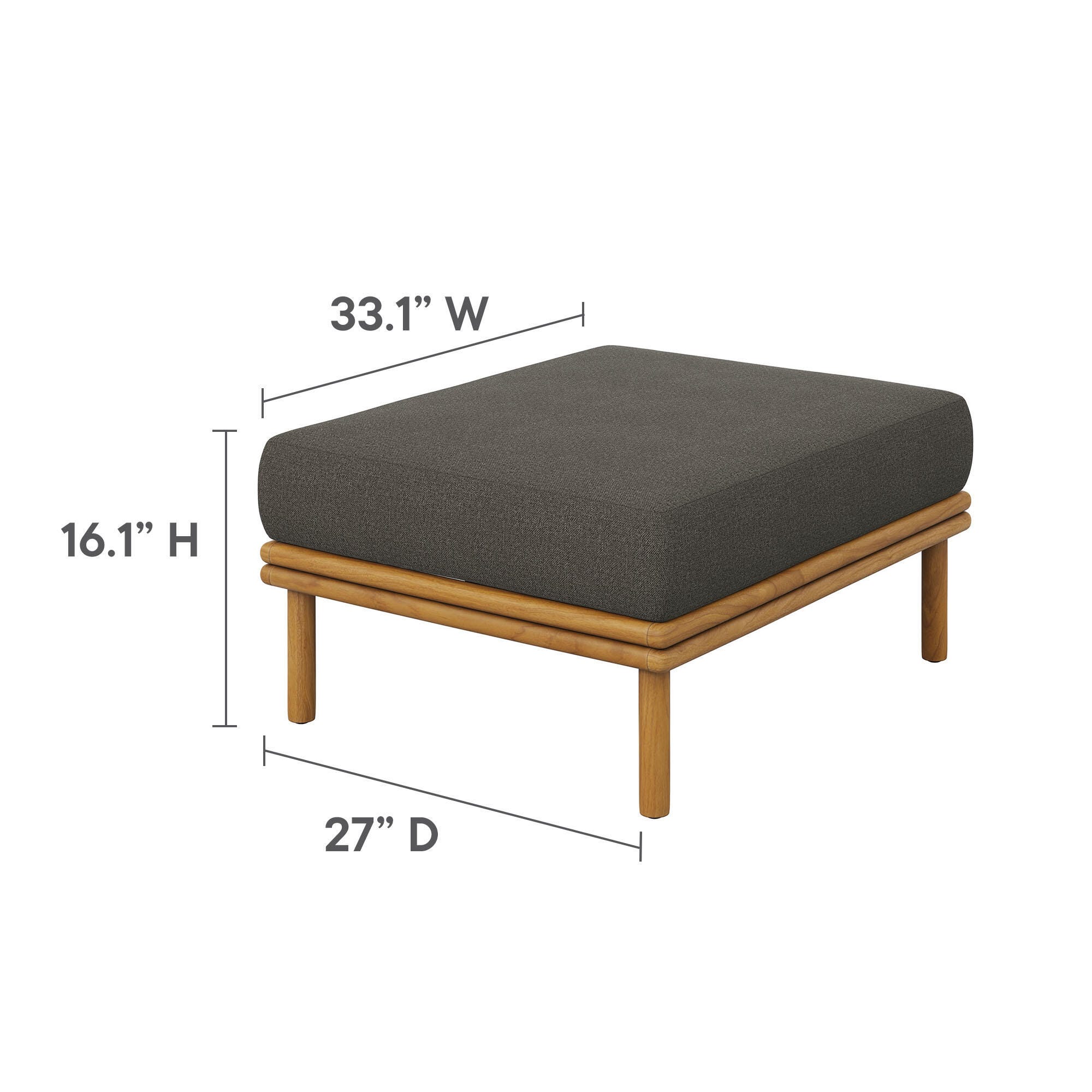 Modway Wren Outdoor Lounge Chair and Ottoman, Natural/Flint Gray, large