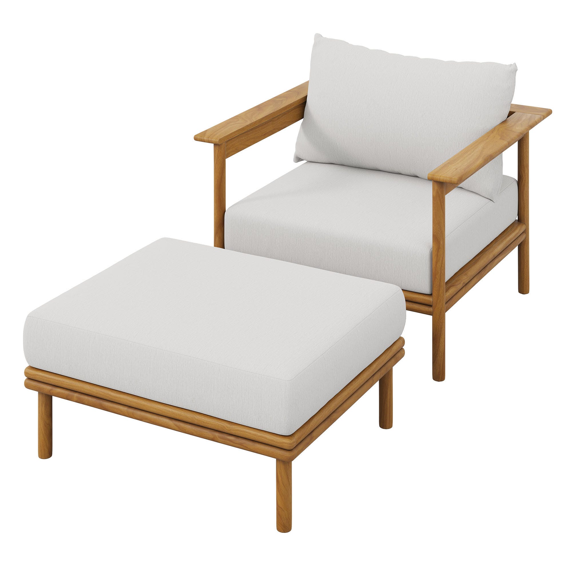 Modway Wren Outdoor Lounge Chair and Ottoman, Natural/Sail, large