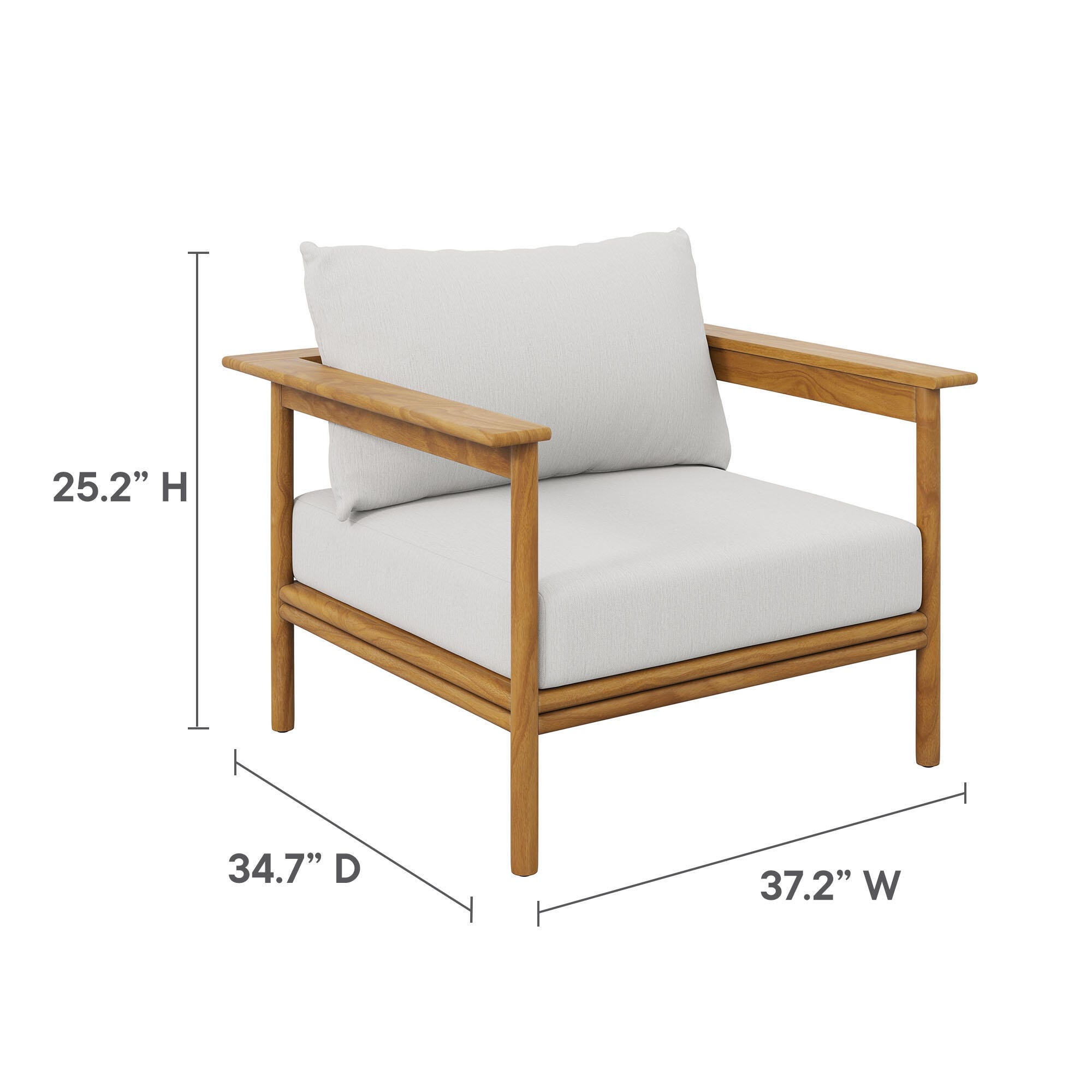 Modway Wren Outdoor Lounge Chair and Ottoman, Natural/Sail, large