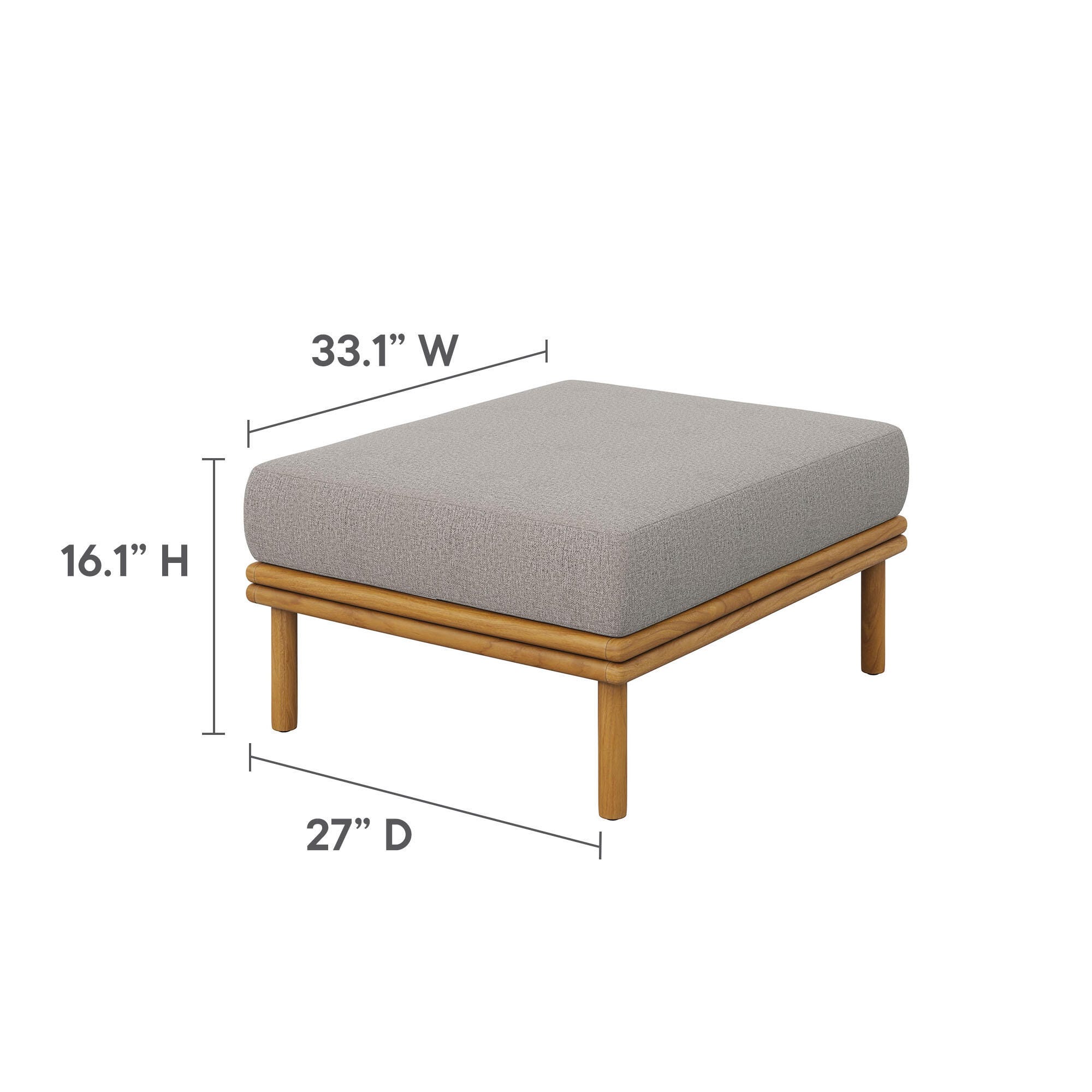 Modway Wren Outdoor Lounge Chair and Ottoman, Natural/Driftwood, large