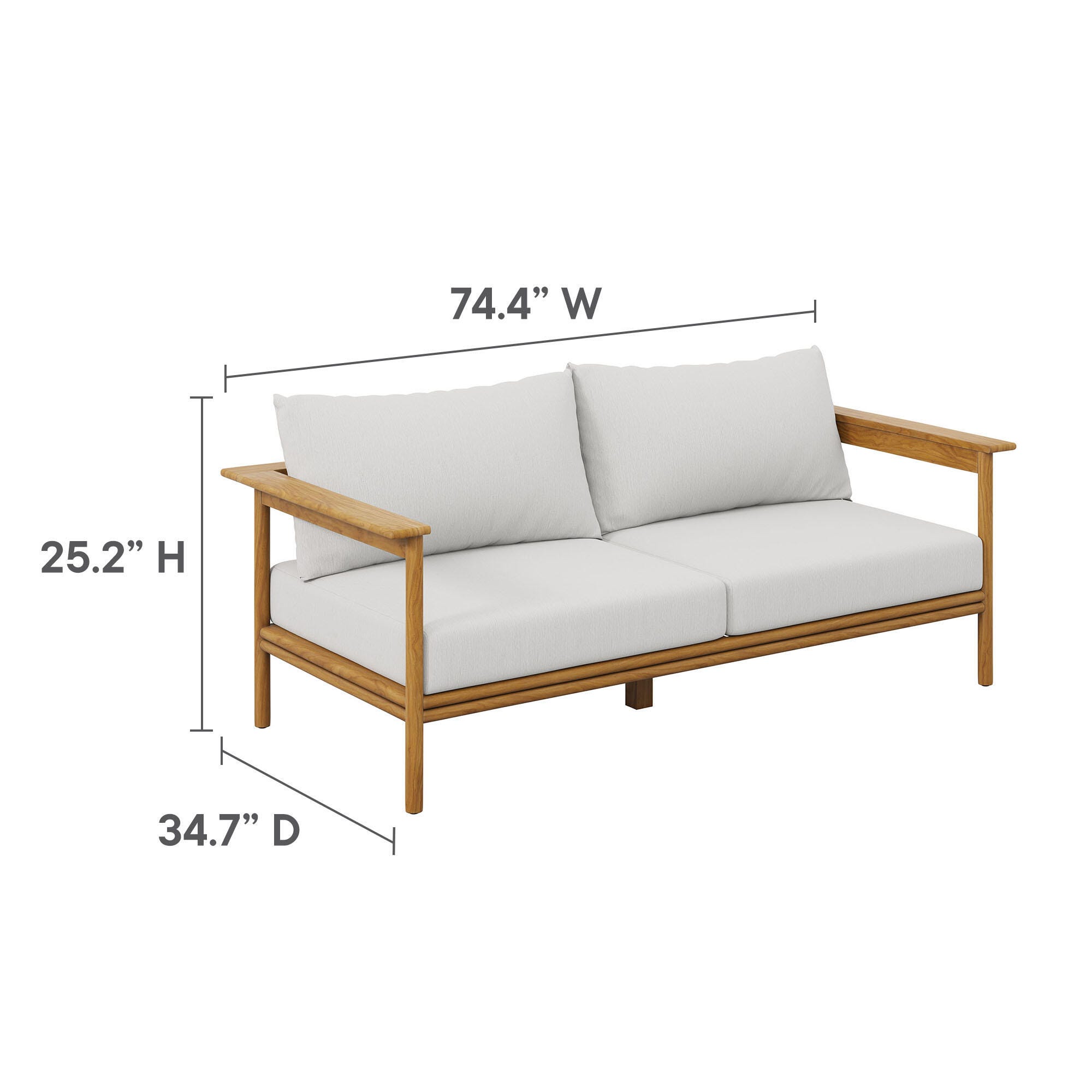 Modway Wren Outdoor Loveseat and Ottoman Set, Natural/White, large