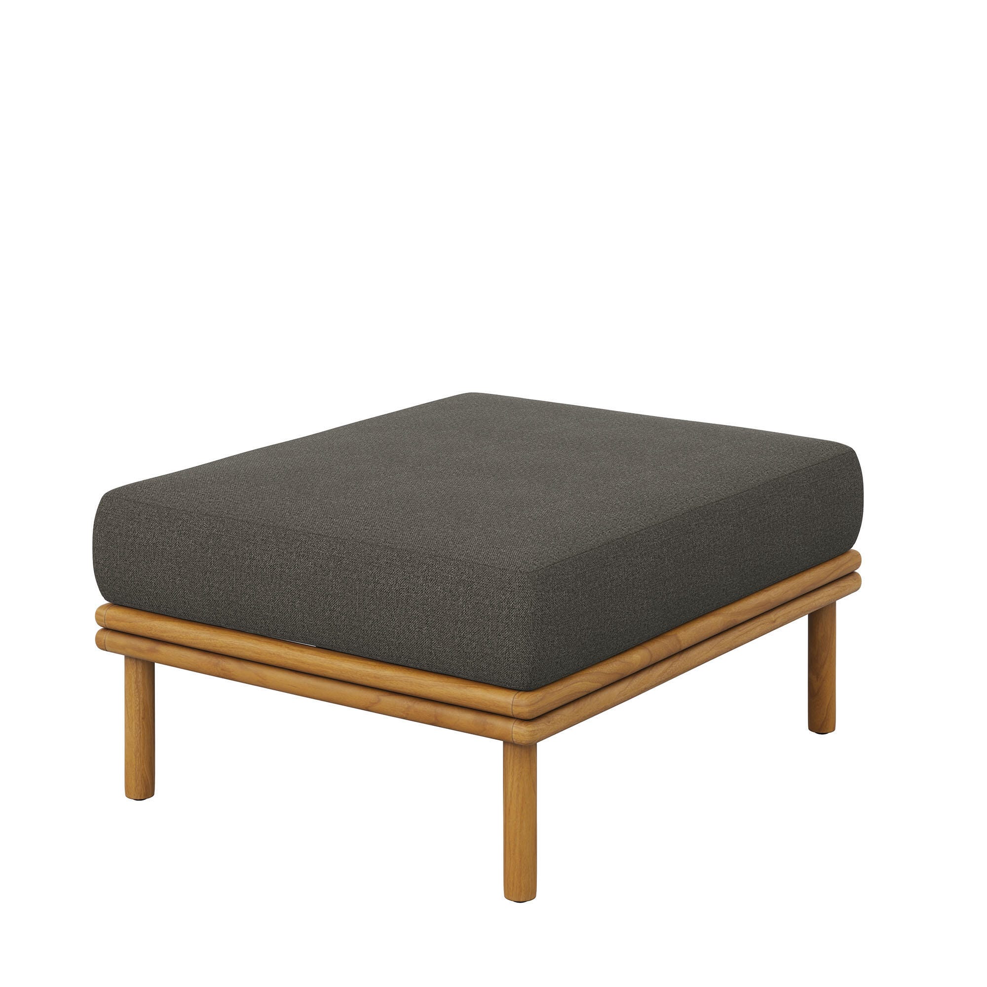 Modway Wren Outdoor Loveseat and Ottoman Set, Natural/Flint Gray, large