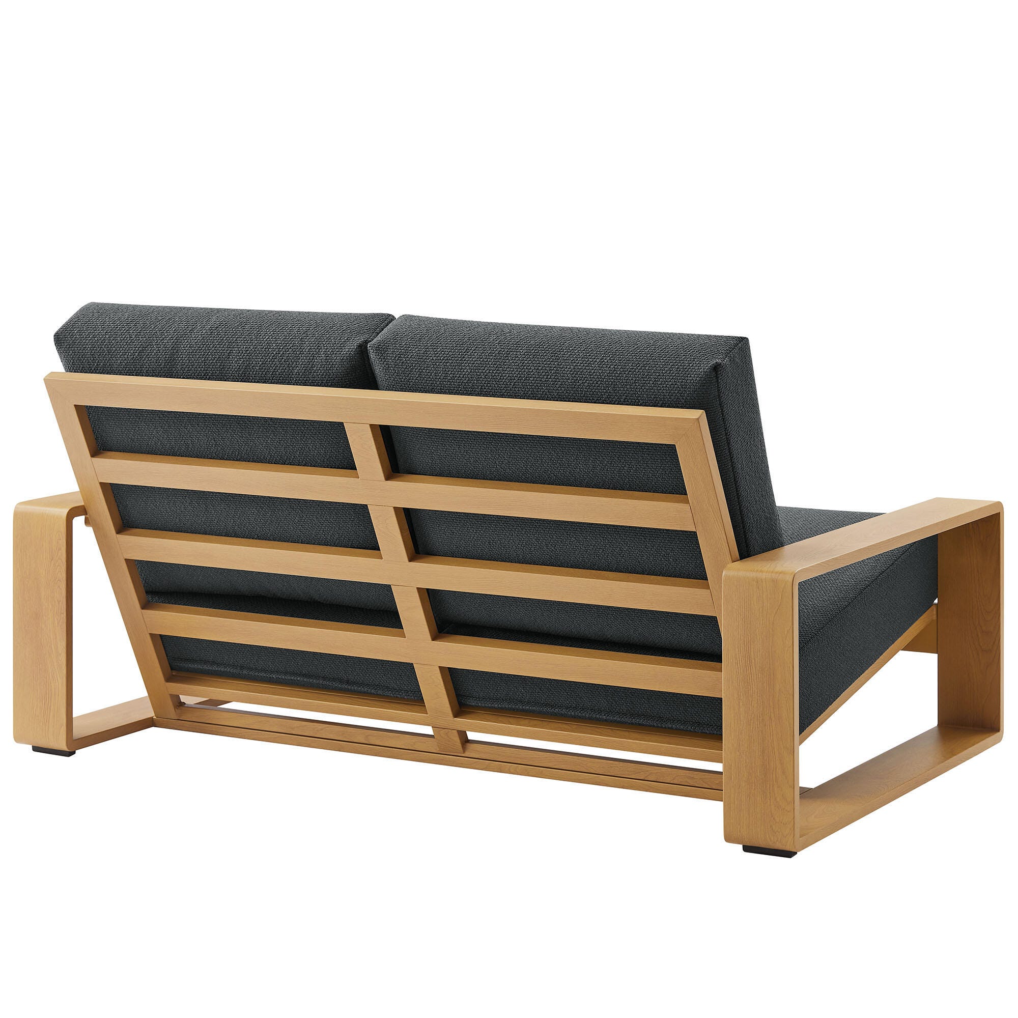 Modway Lirienne Outdoor Sofa and 2 Chairs with Coffee Table, Charcoal/Natural, large