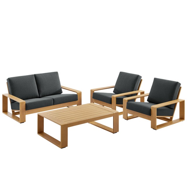 Modway Lirienne Outdoor Loveseat and 2 Chairs with Coffee Table