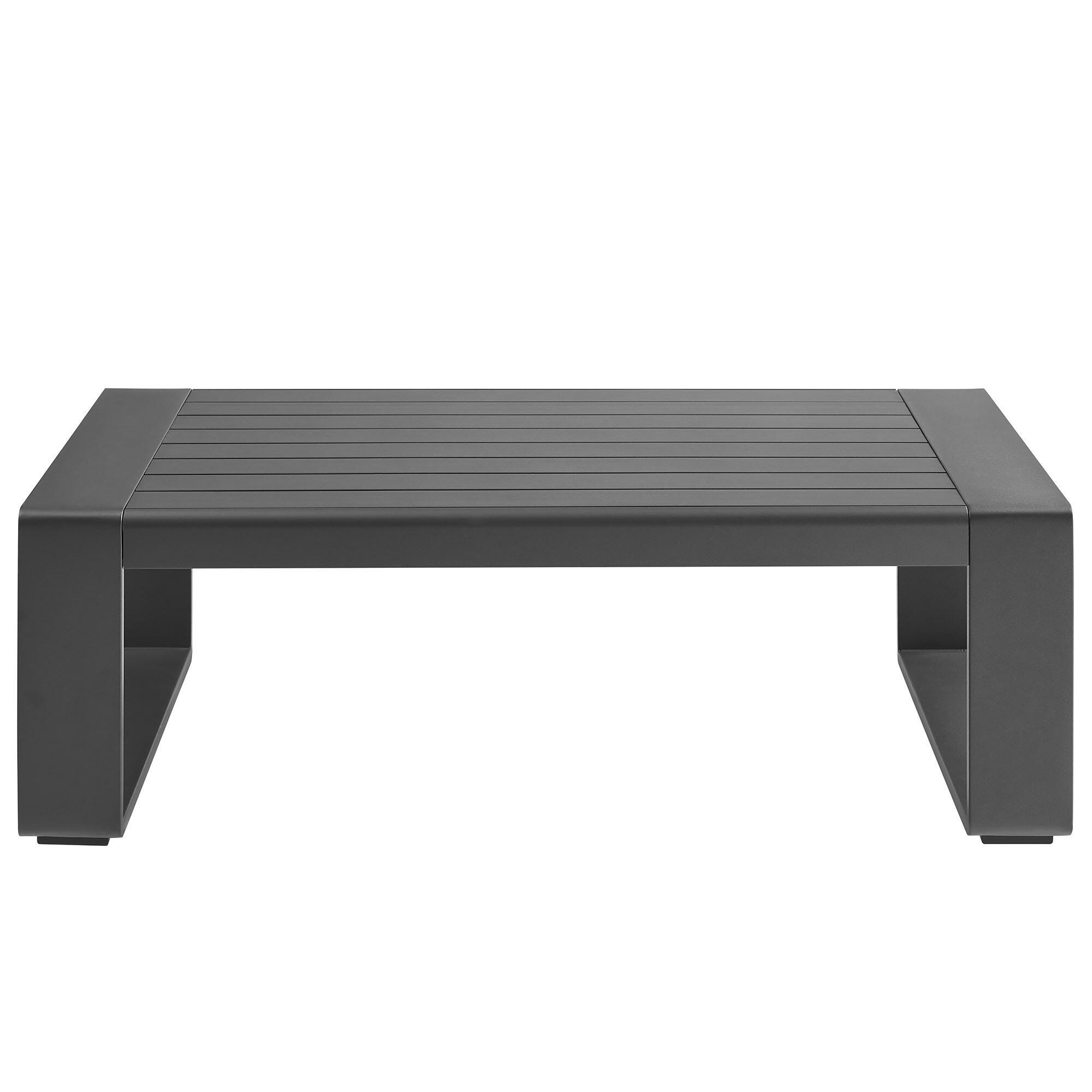 Modway Lirienne Outdoor Sofa and 2 Chairs with Coffee Table, Smoke/Black, large