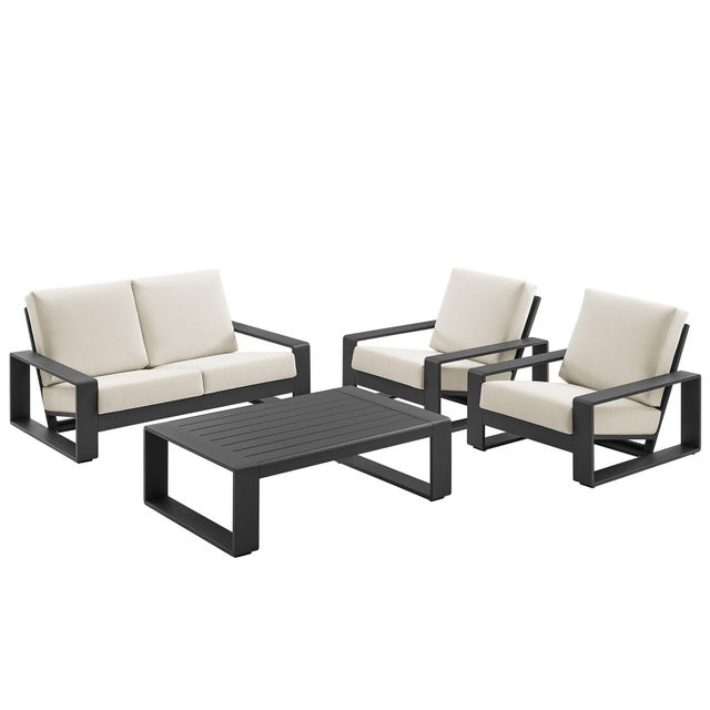Modway Lirienne Outdoor Loveseat and 2 Chairs with Coffee Table