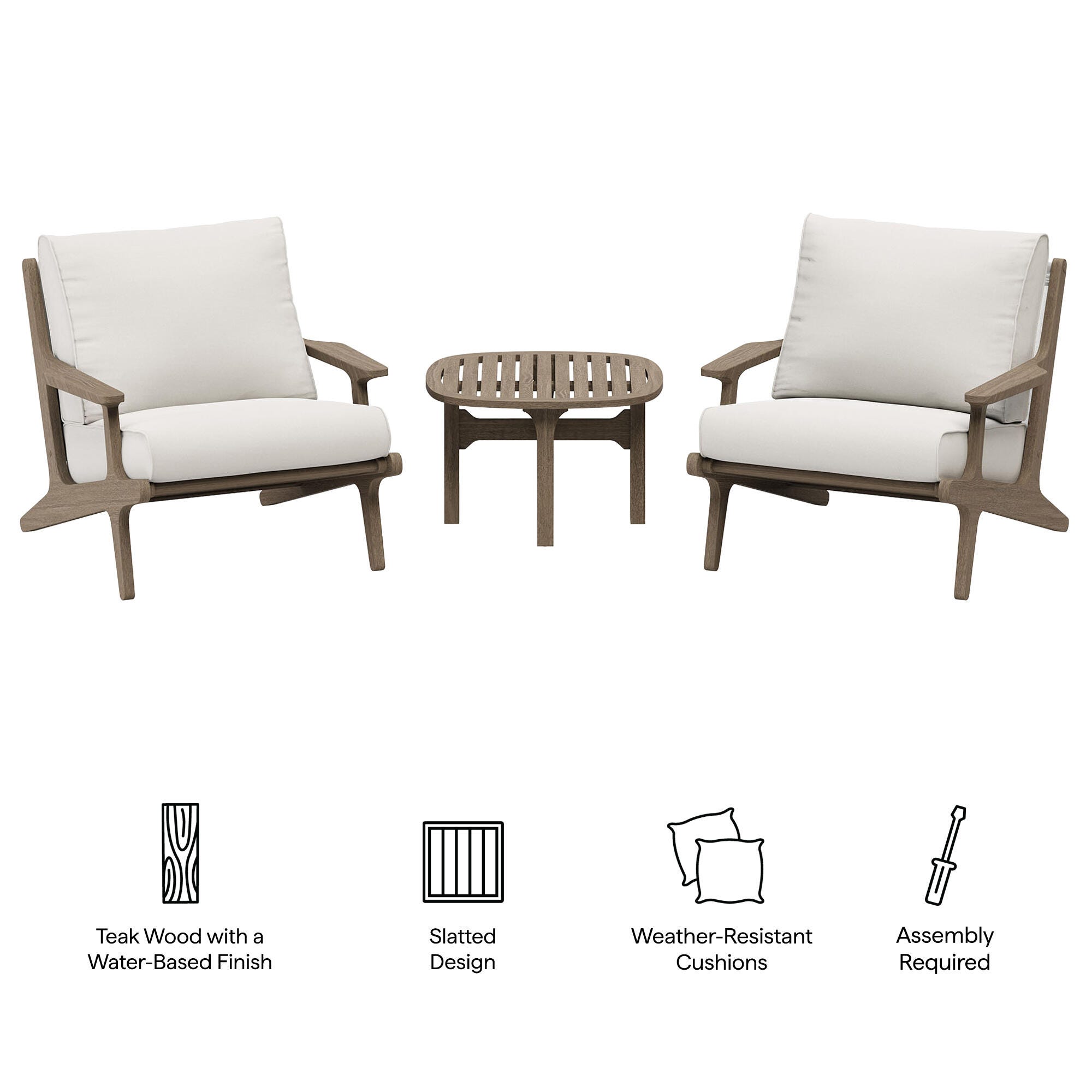 Modway Saratoga Outdoor 2 Lounge Chair and Side Table, , large