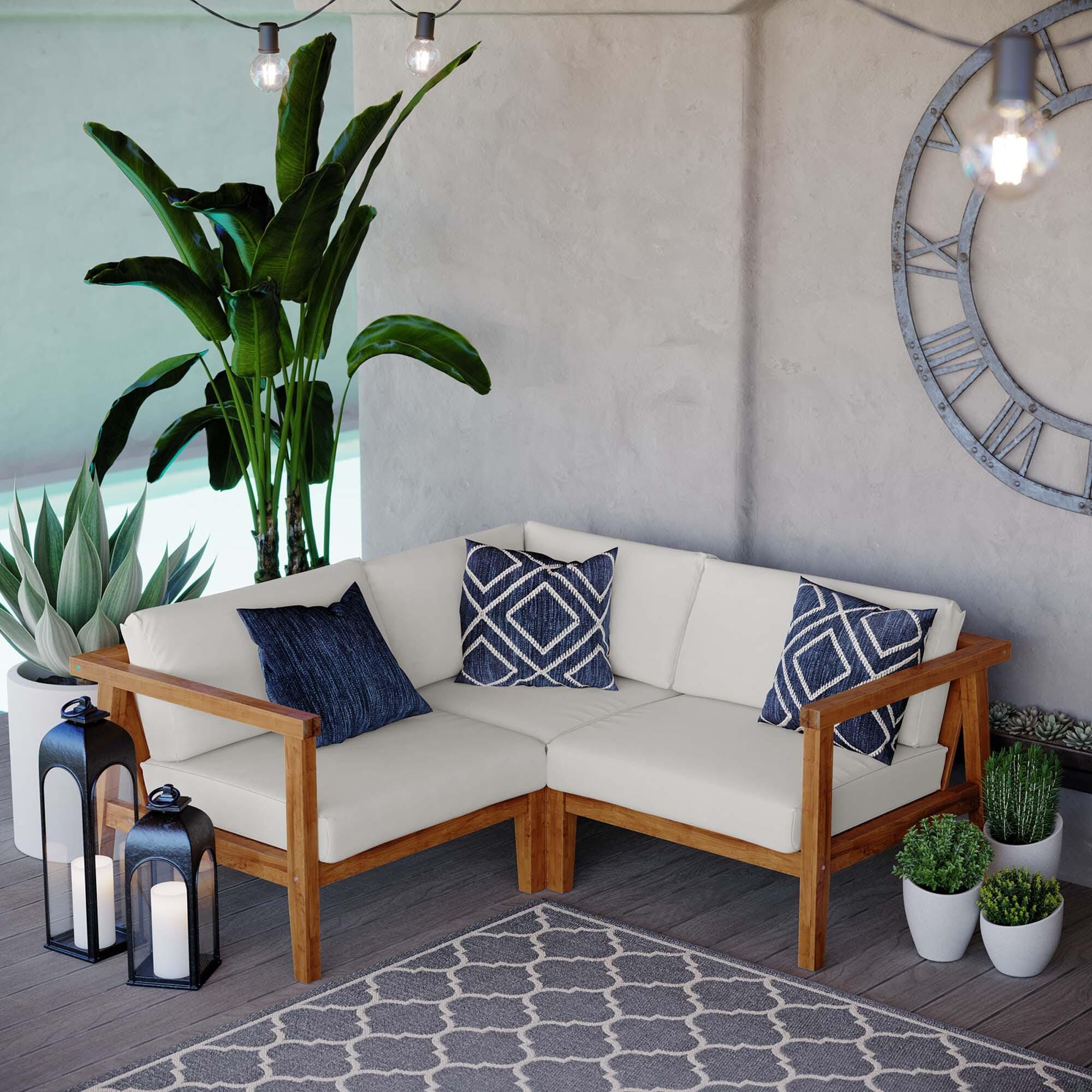 Modway Bayport 3-Piece Outdoor Sectional Sofa Set, , rollover