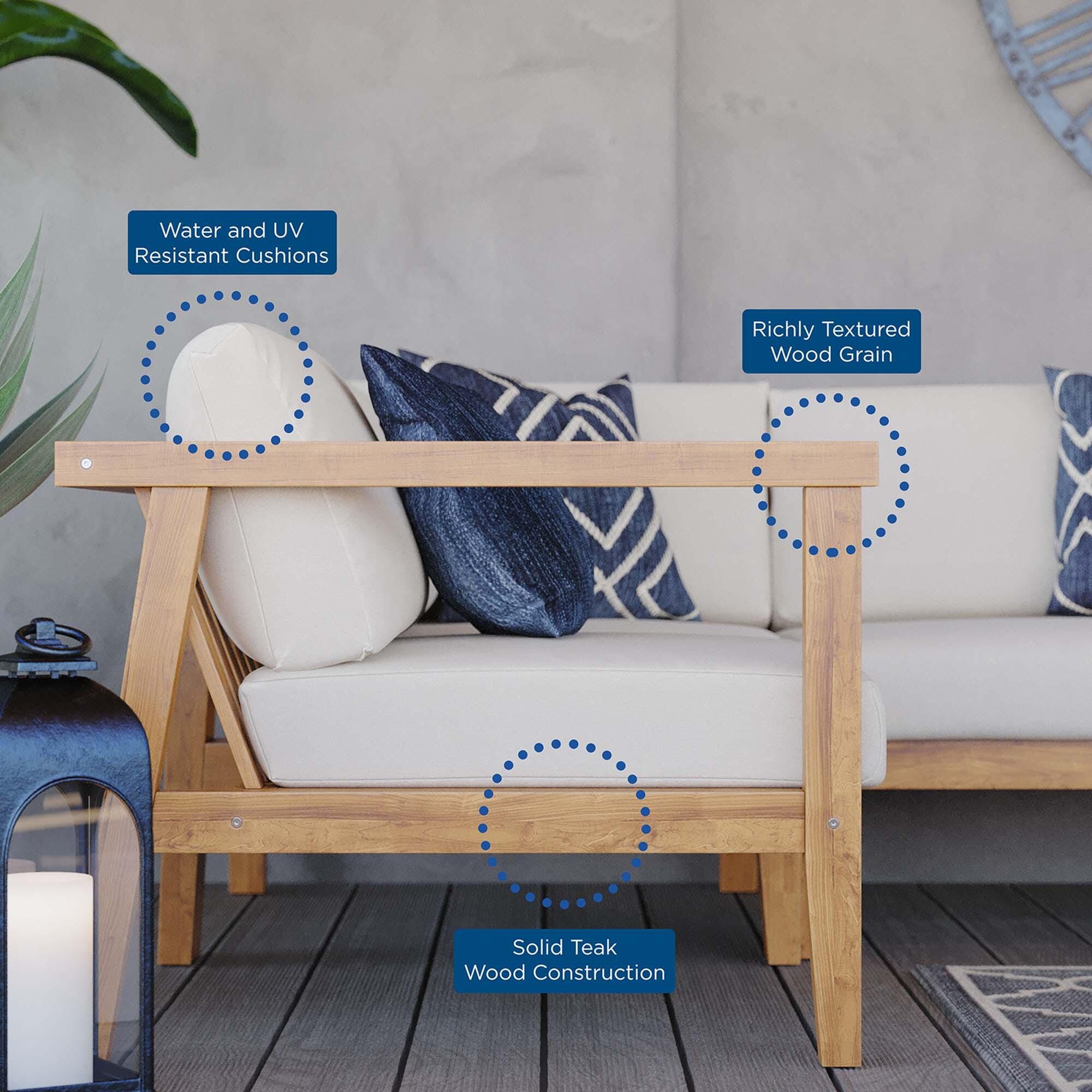 Modway Bayport 3-Piece Outdoor Sectional Sofa Set, , large