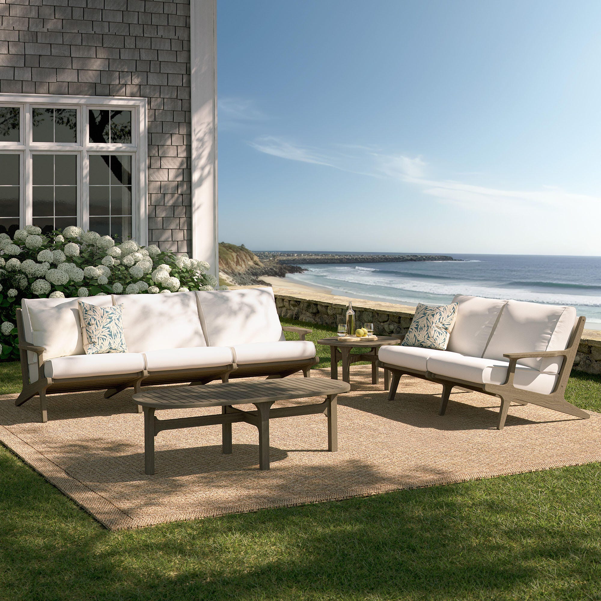 Modway Saratoga Outdoor Conversation Set with Side Table, , large