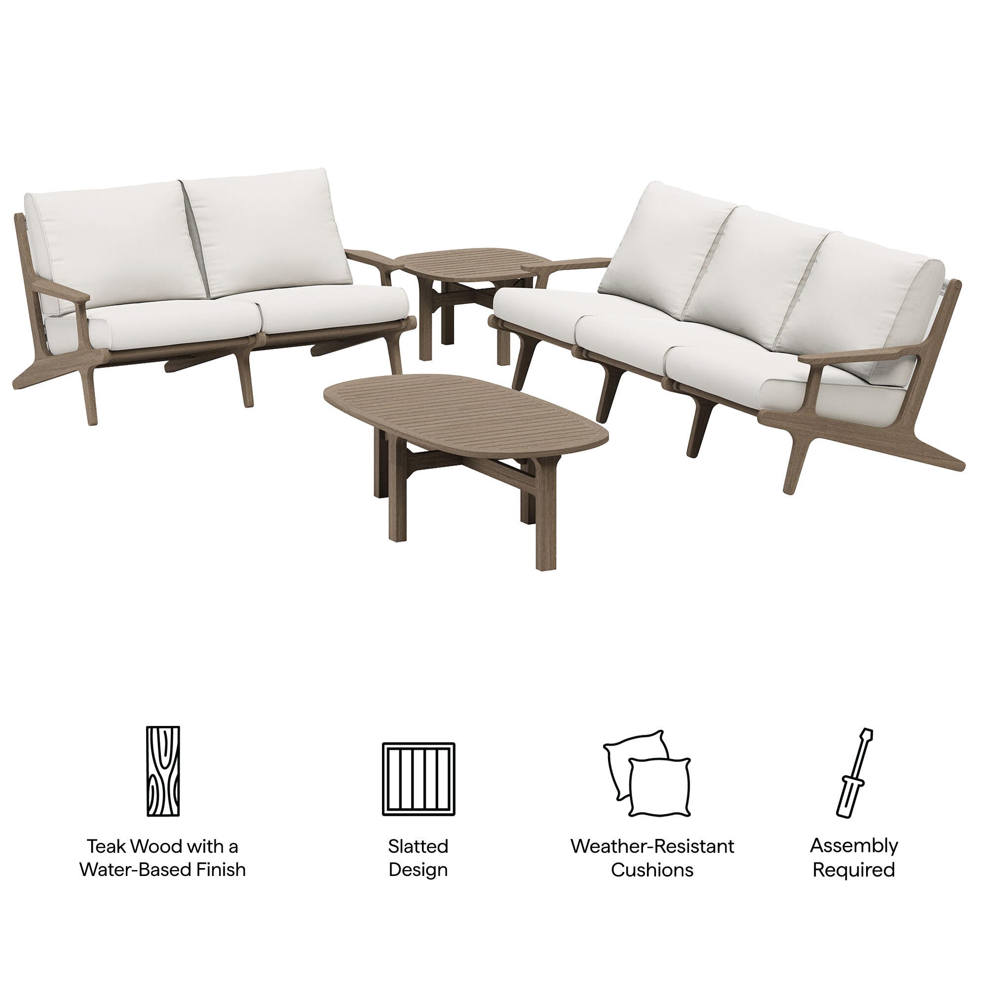 Modway Saratoga Outdoor Conversation Set with Side Table, , large