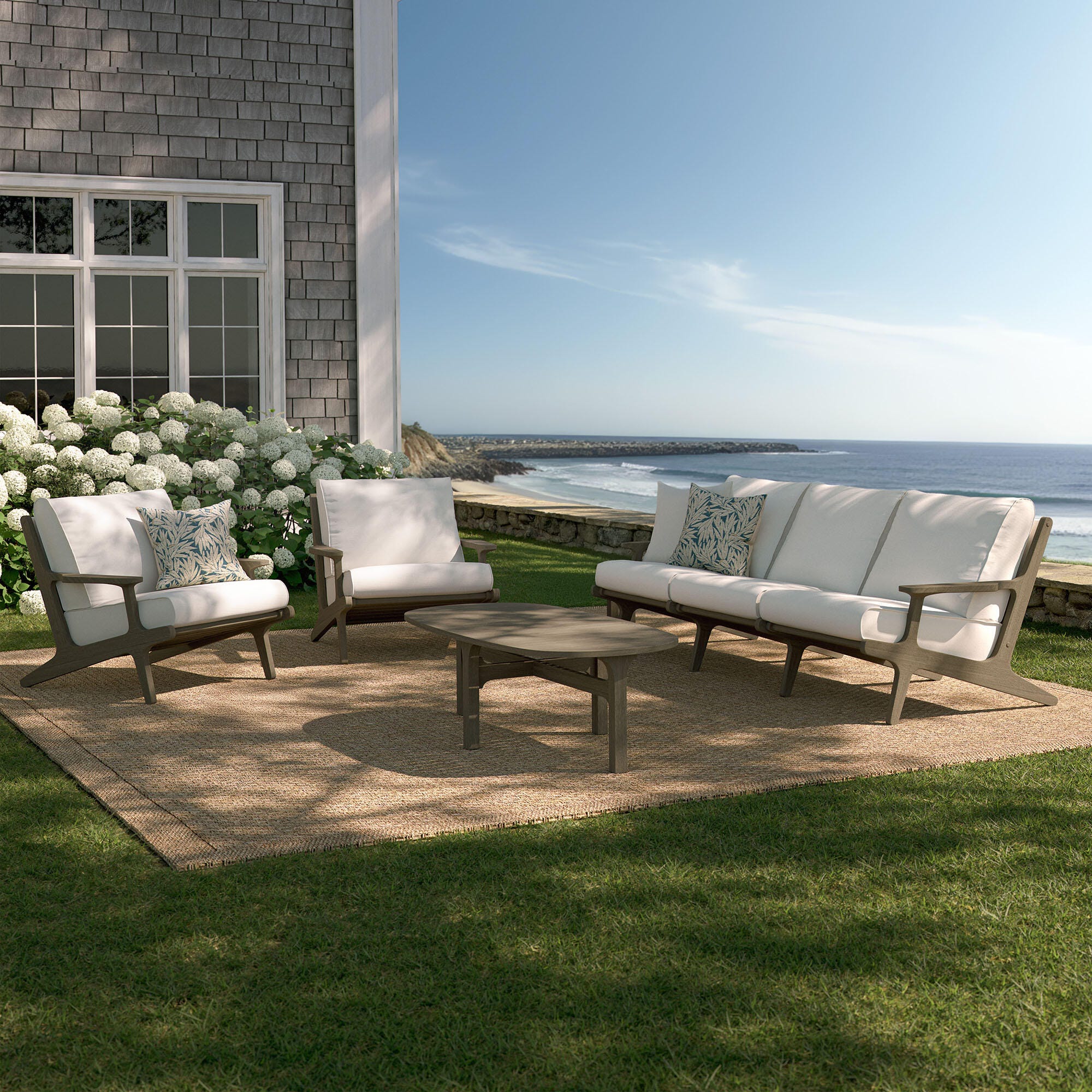 Modway Saratoga Outdoor Sofa and 2 Chairs with Coffee Table, , rollover