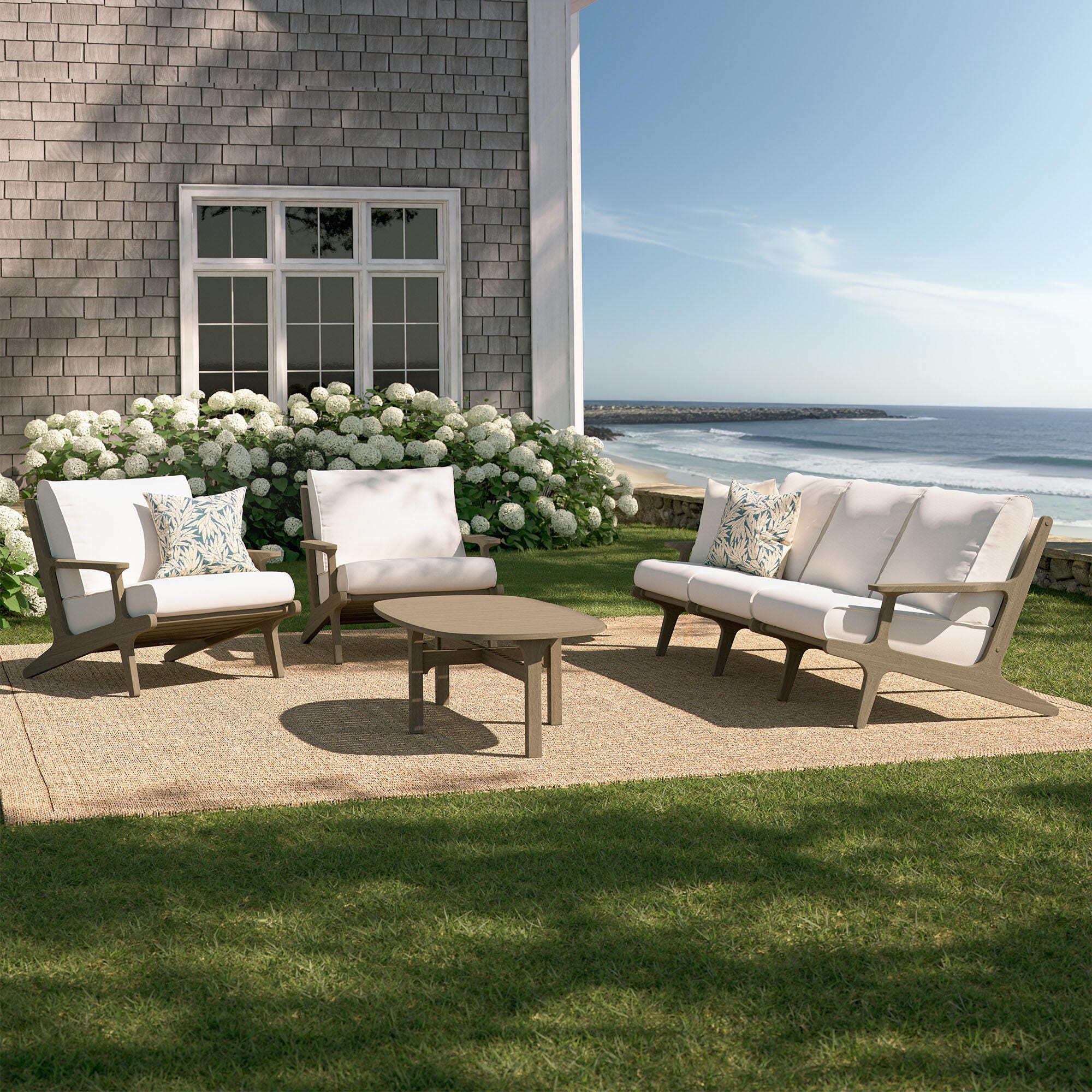 Modway Saratoga Outdoor Sofa and 2 Chairs with Coffee Table, , large