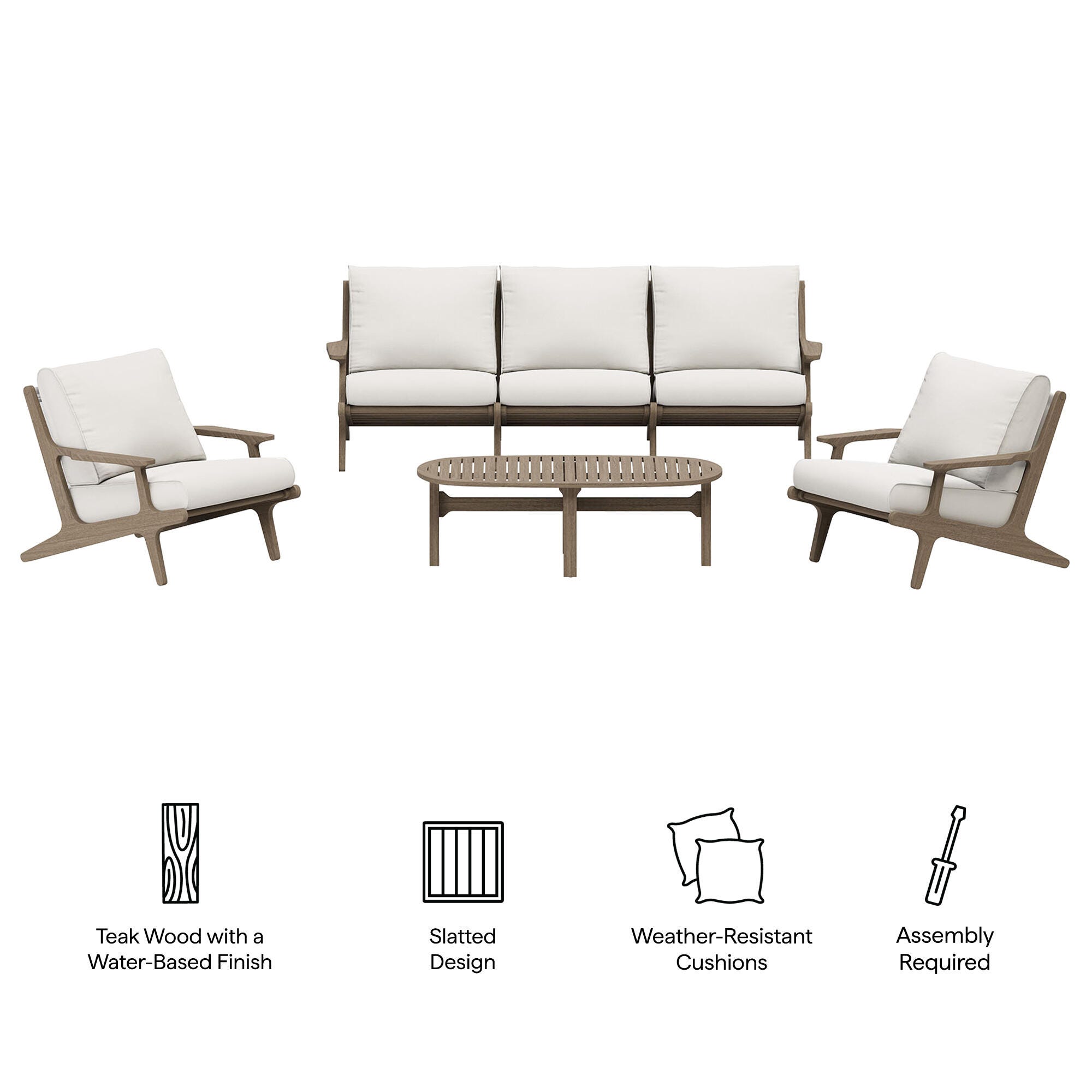 Modway Saratoga Outdoor Sofa and 2 Chairs with Coffee Table, , large