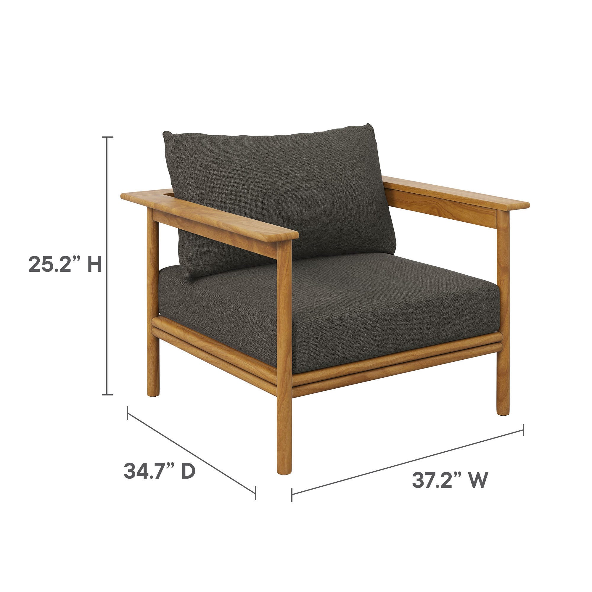 Modway Wren Outdoor Loveseat and 2 Chairs with Coffee Table, Natural/Gray, large