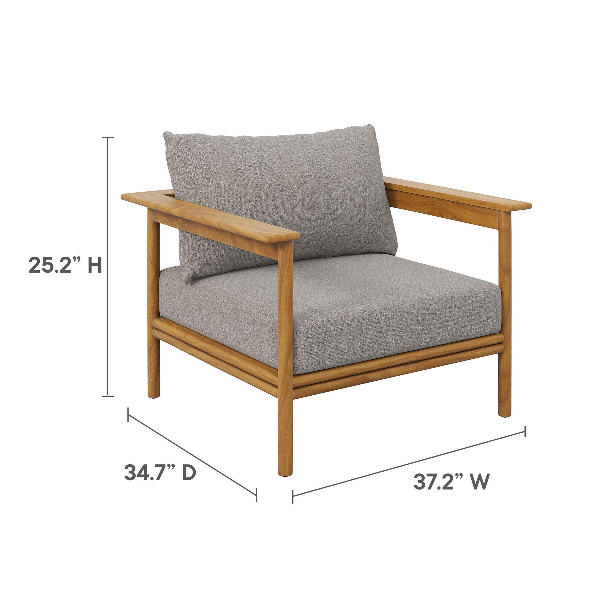 Modway Wren Outdoor Loveseat and 2 Chairs with Coffee Table, Driftwood/Light Gray, large