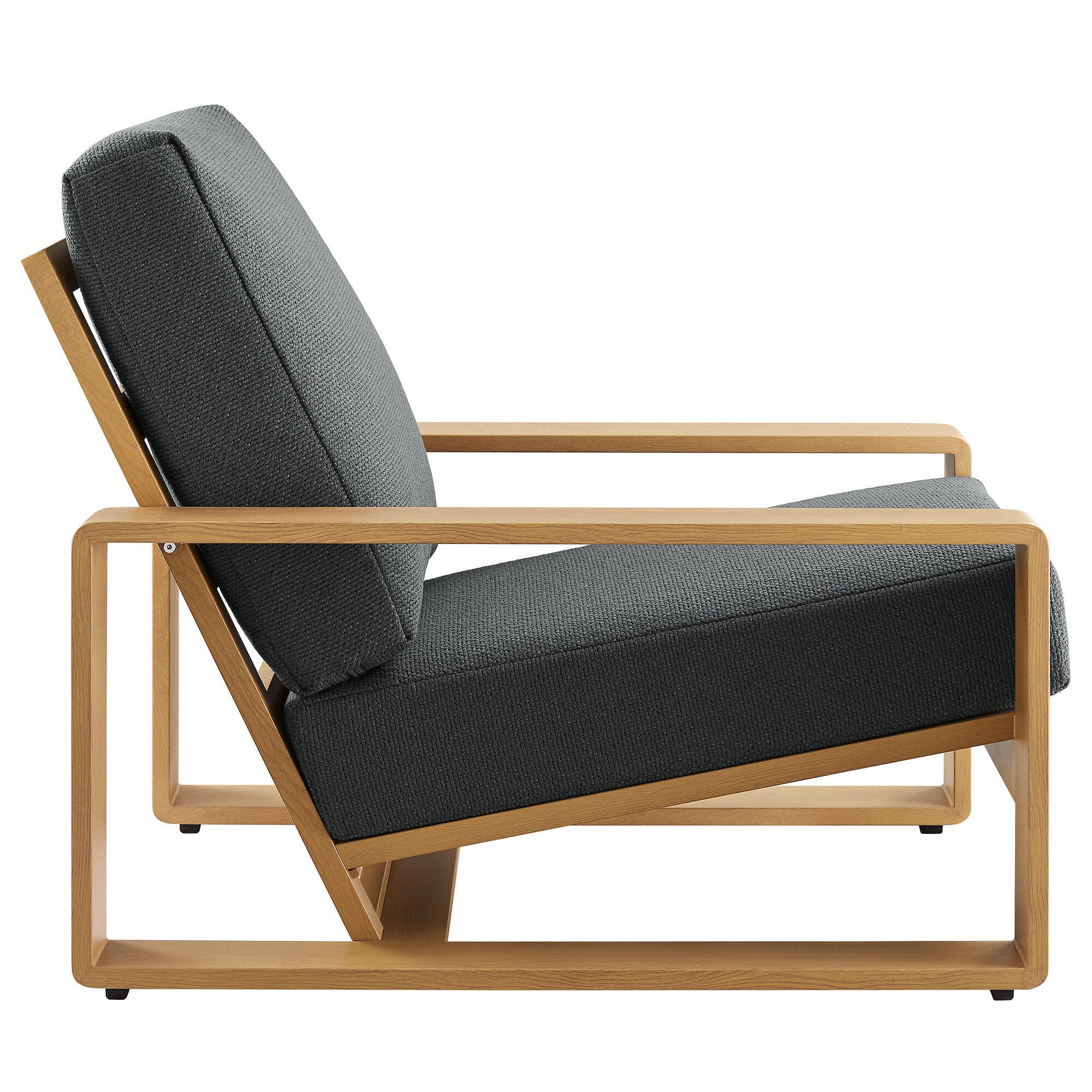 Modway Lirienne Solid Outdoor Sofa and 2 Chairs with Coffee Table, Charcoal/Natural, large