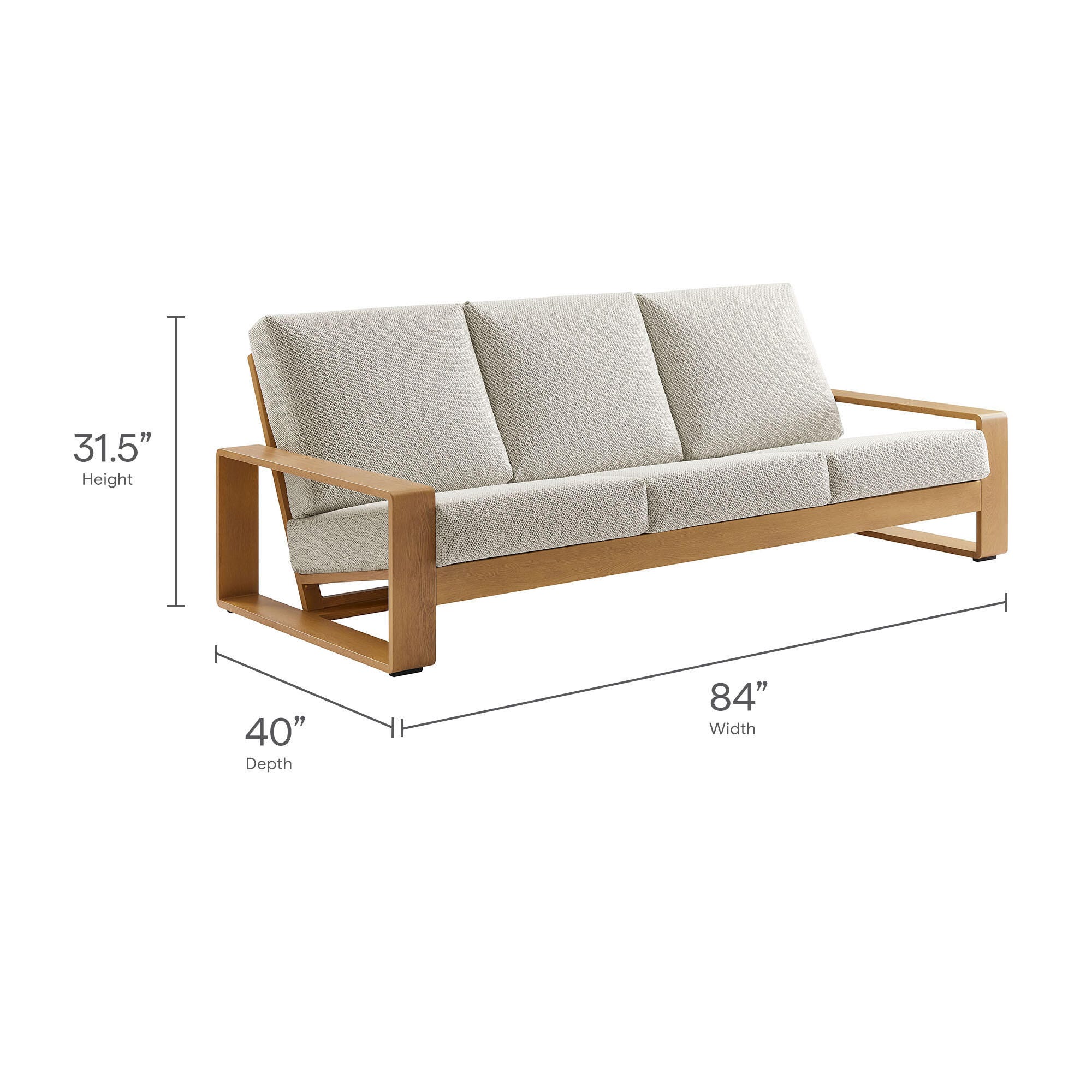 Modway Lirienne Solid Outdoor Sofa and 2 Chairs with Coffee Table, Ivory/Natural, large