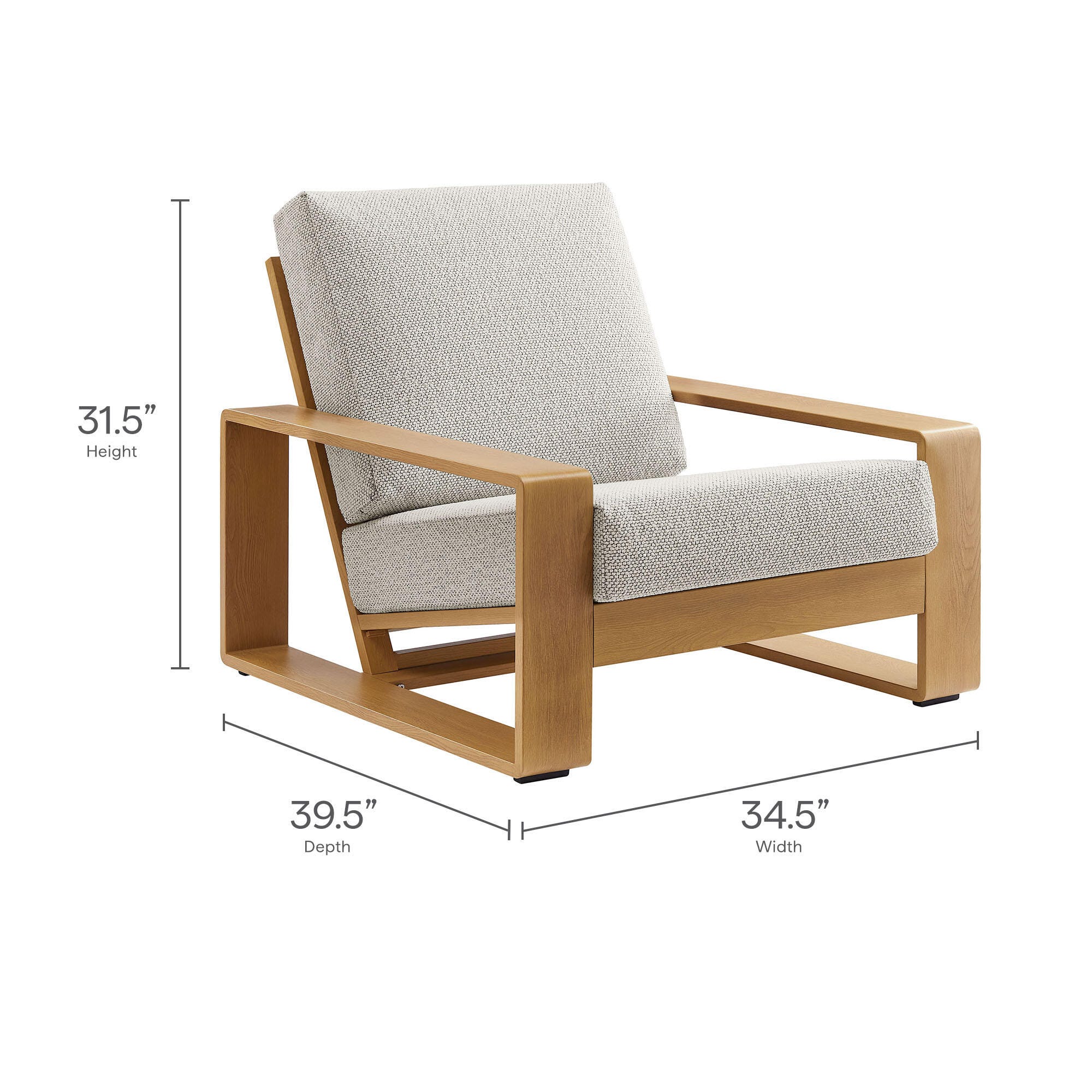 Modway Lirienne Solid Outdoor Sofa and 2 Chairs with Coffee Table, Ivory/Natural, large