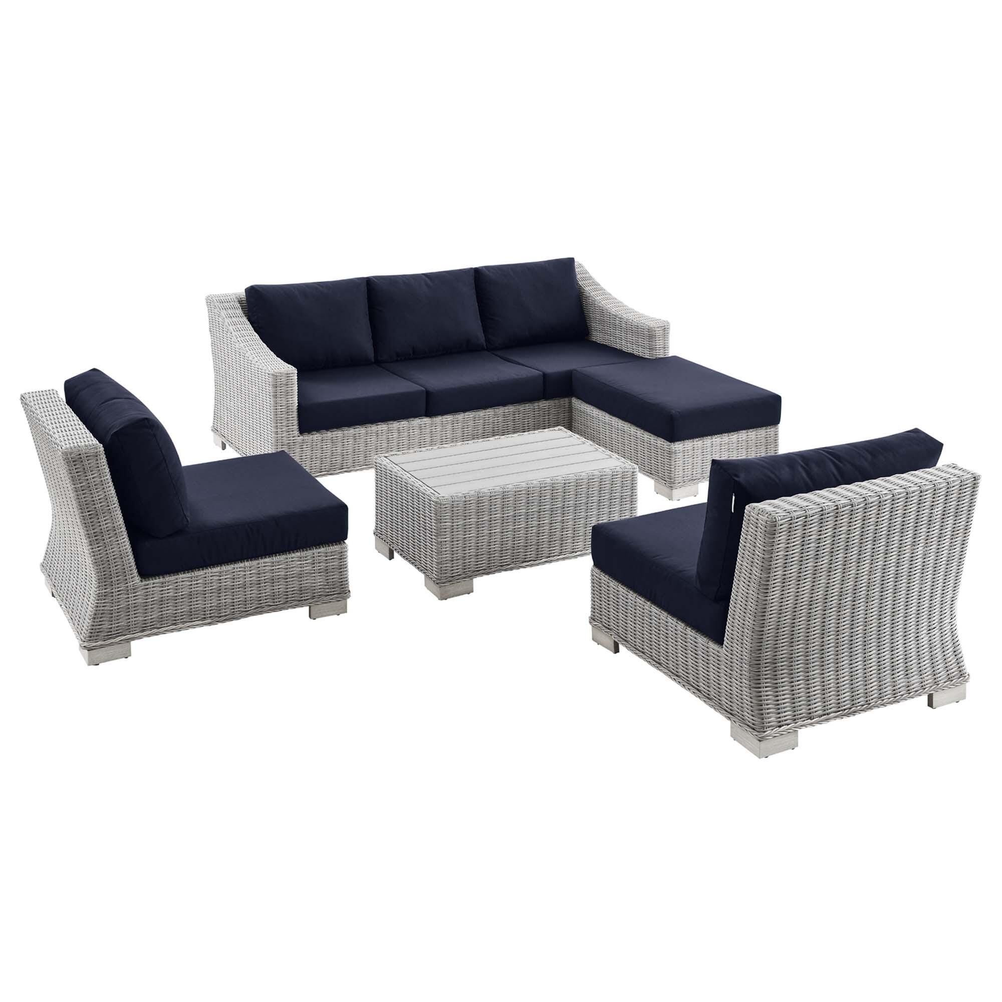 Modway Conway Outdoor Conversation Set, Light Gray/Navy, large