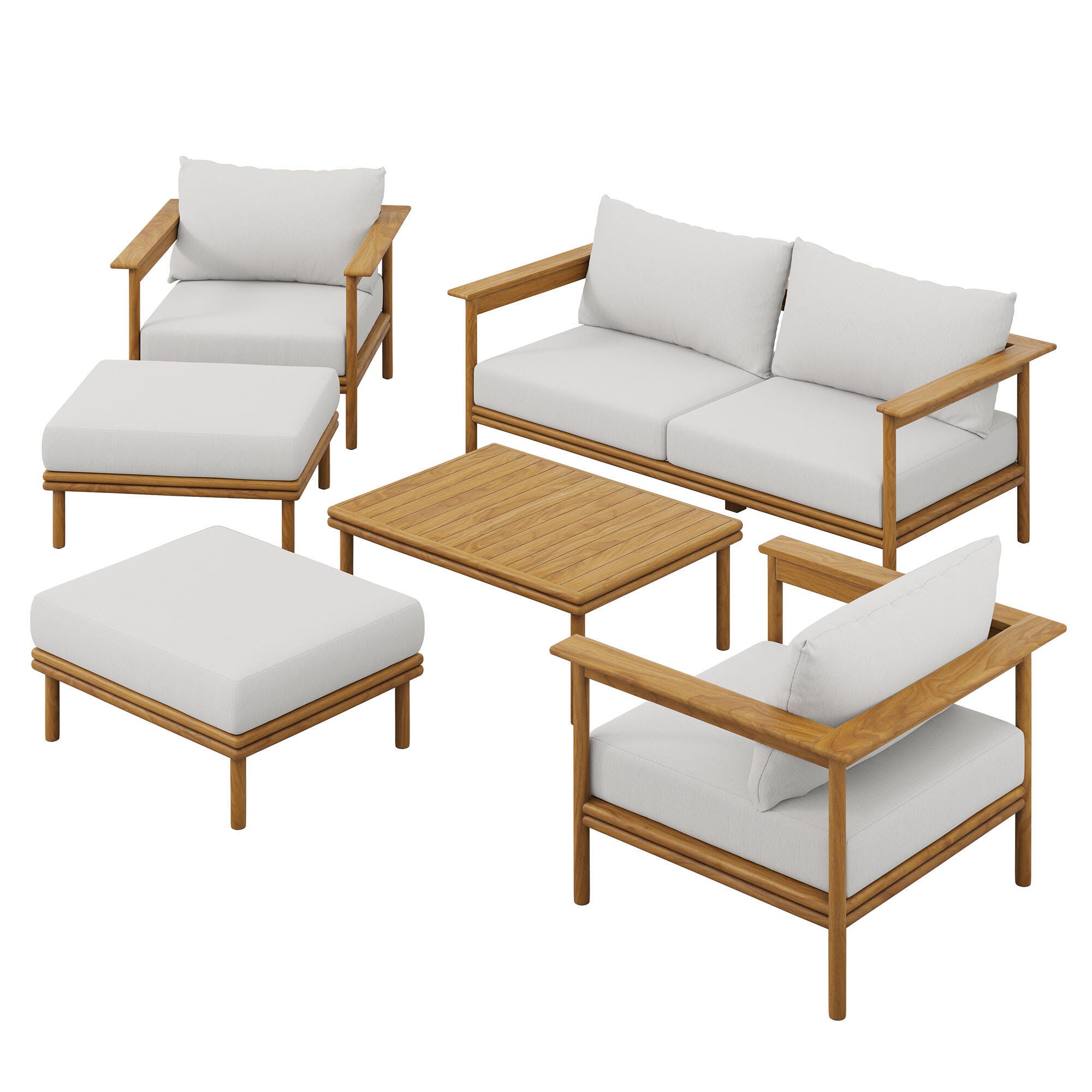 Modway Wren Outdoor Conversation Set, Natural/White, large