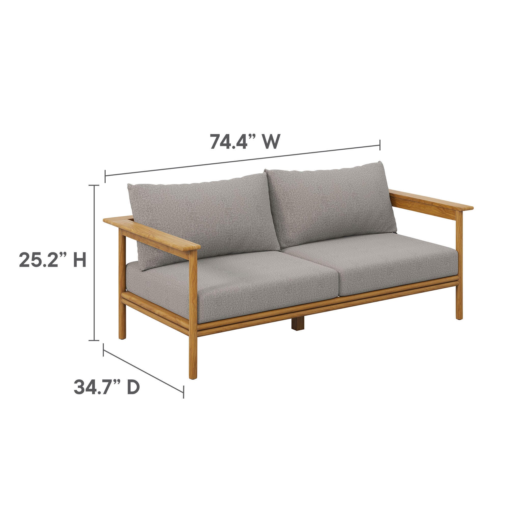 Modway Wren Outdoor Conversation Set, Natural/Gray, large