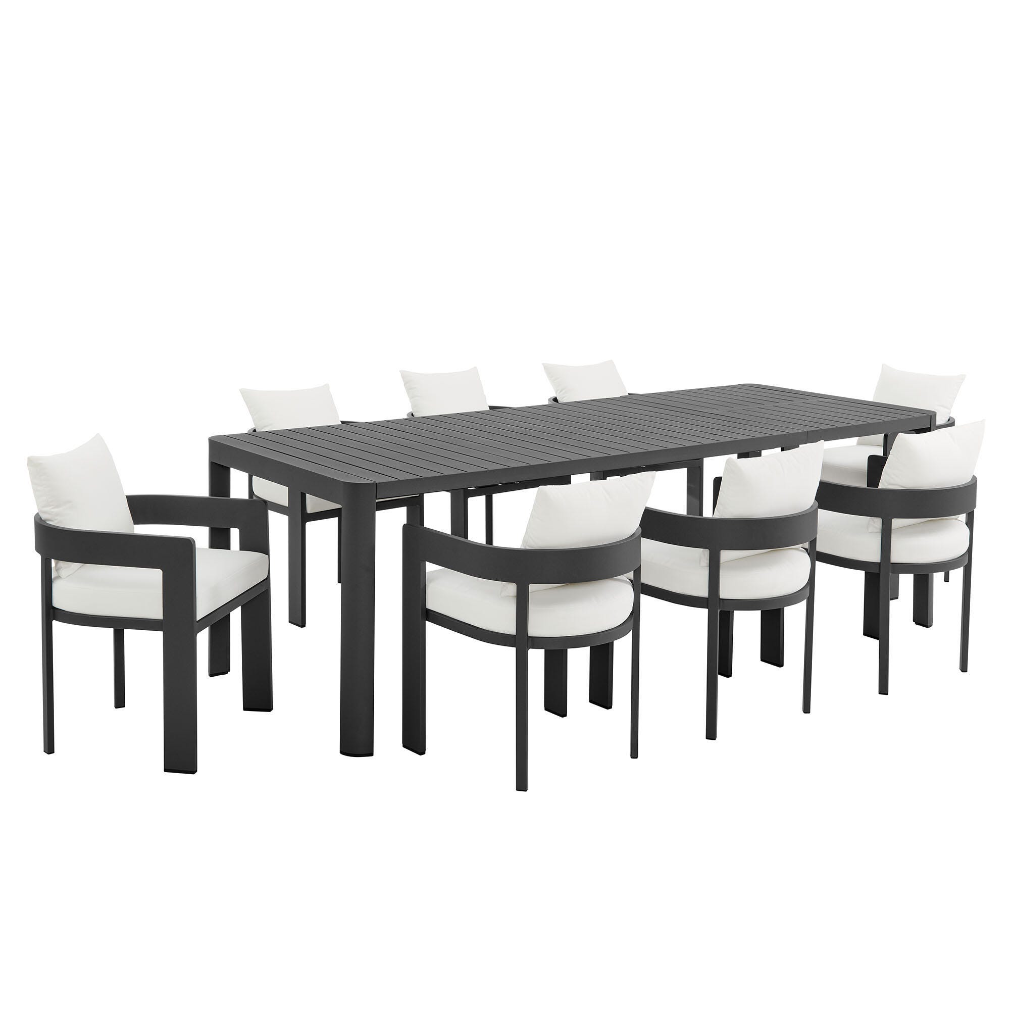 Modway Tahoe Outdoor Extendable Dining Table and 8 Chairs, Gray/White, large