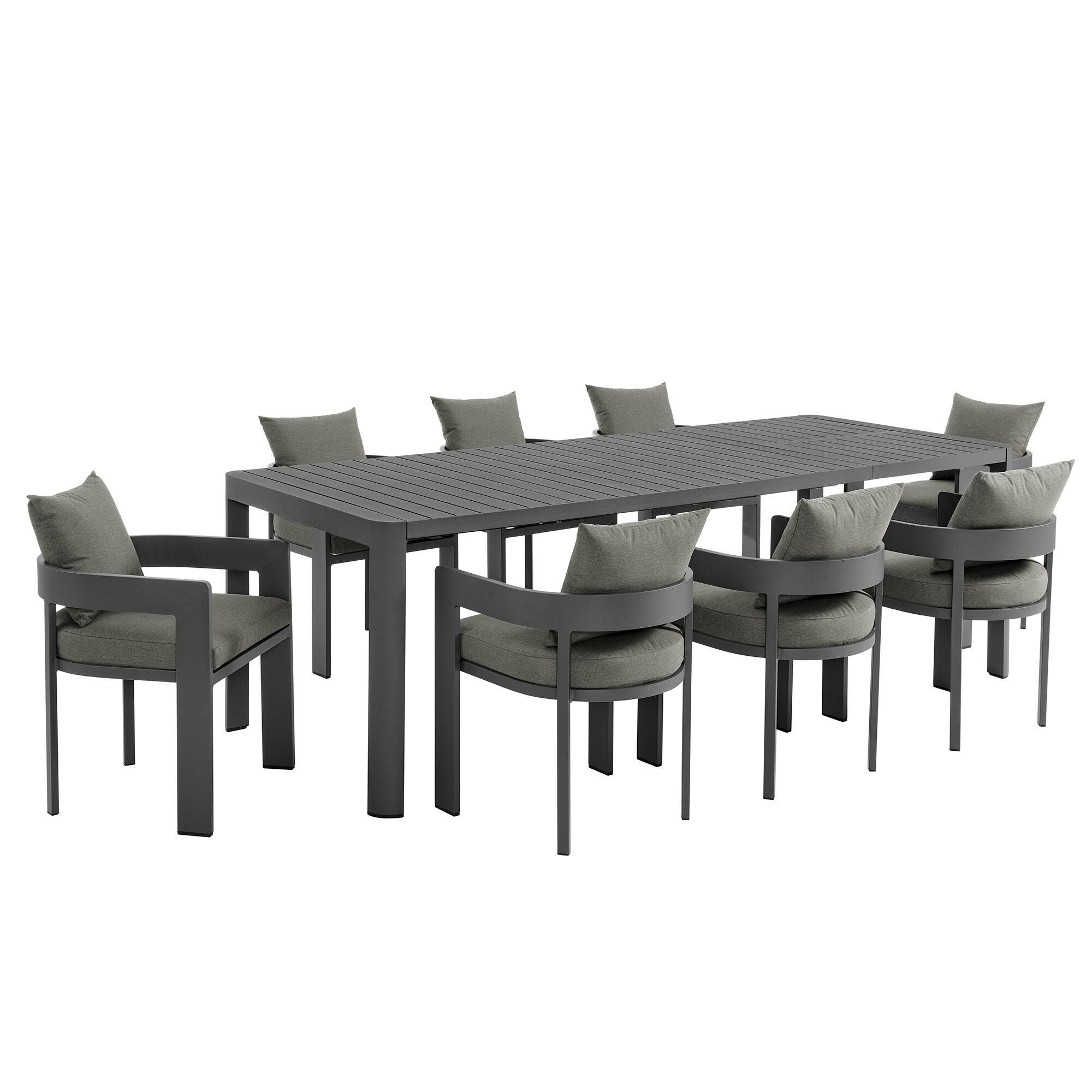 Modway Tahoe Outdoor Extendable Dining Table and 8 Chairs, Gray/Black, large