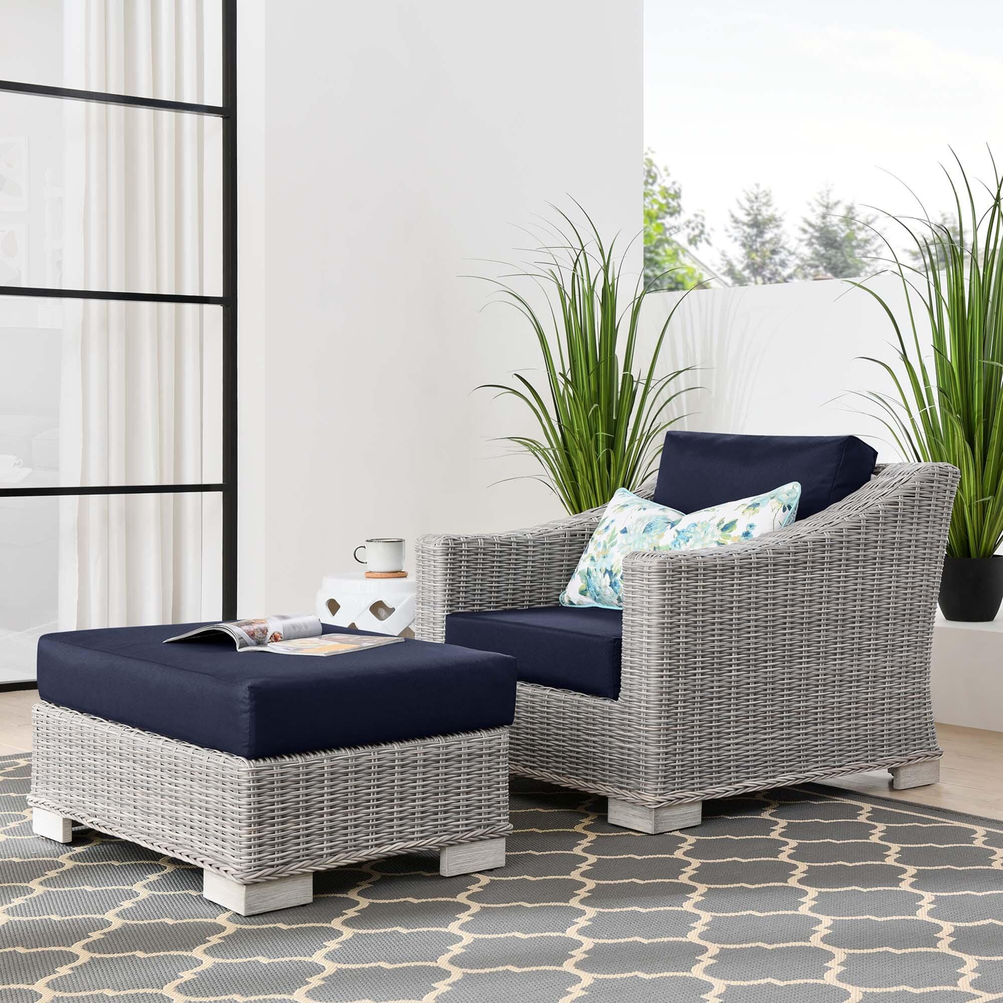 Modway Conway Outdoor Armchair and Ottoman Set, , rollover