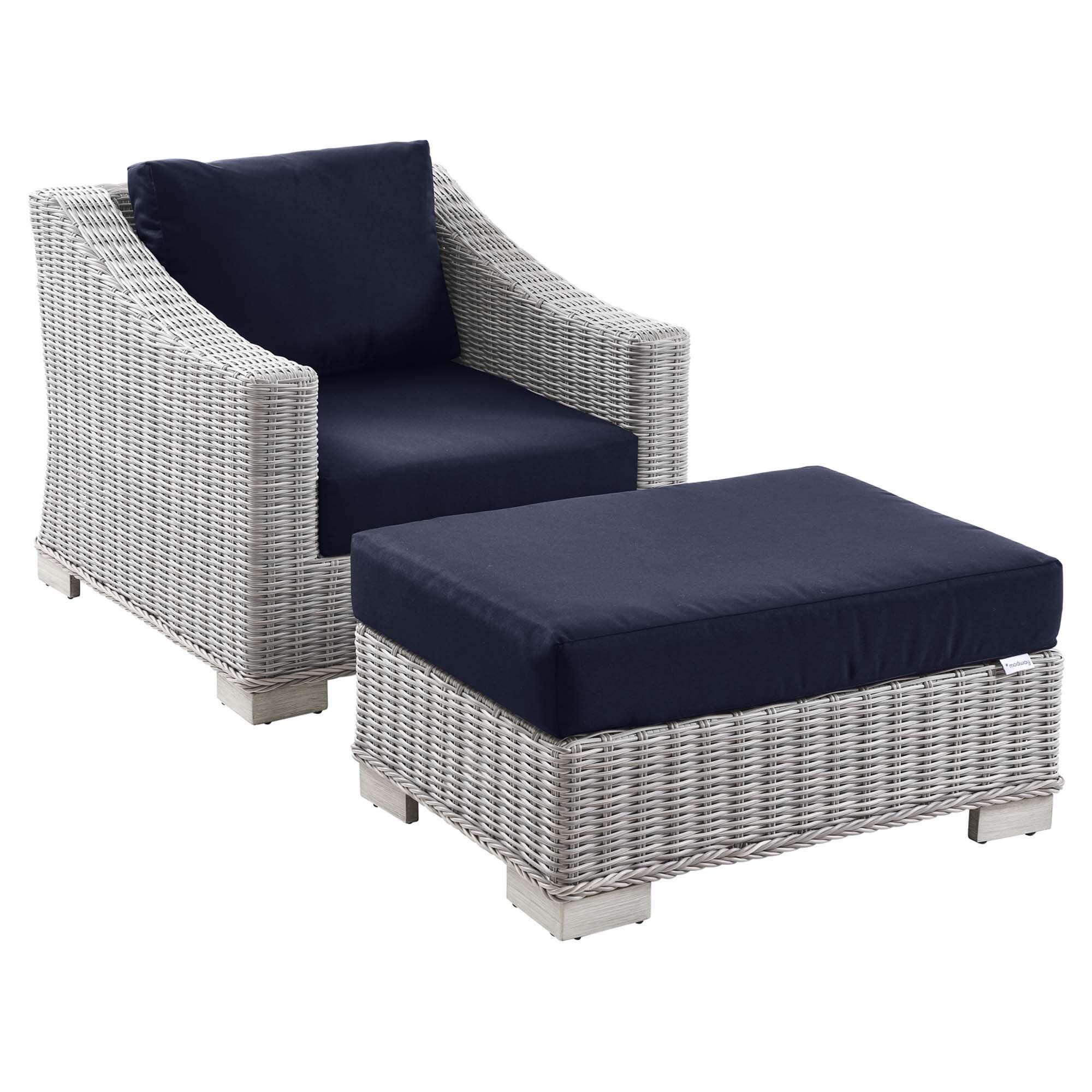 Modway Conway Outdoor Armchair and Ottoman Set, , large